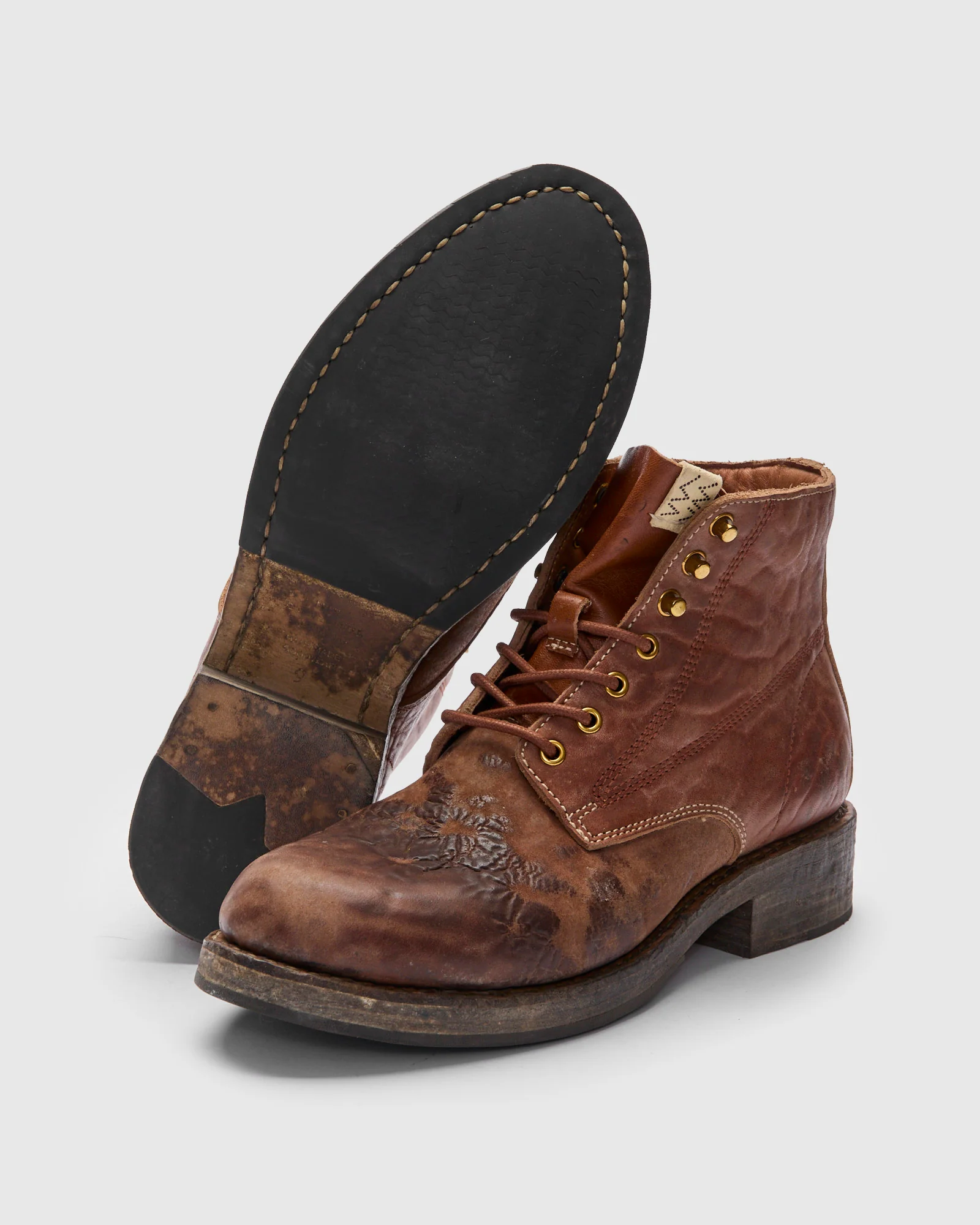 Damaged Virgil Boots-Folk in Brown Horsehide - Image 2