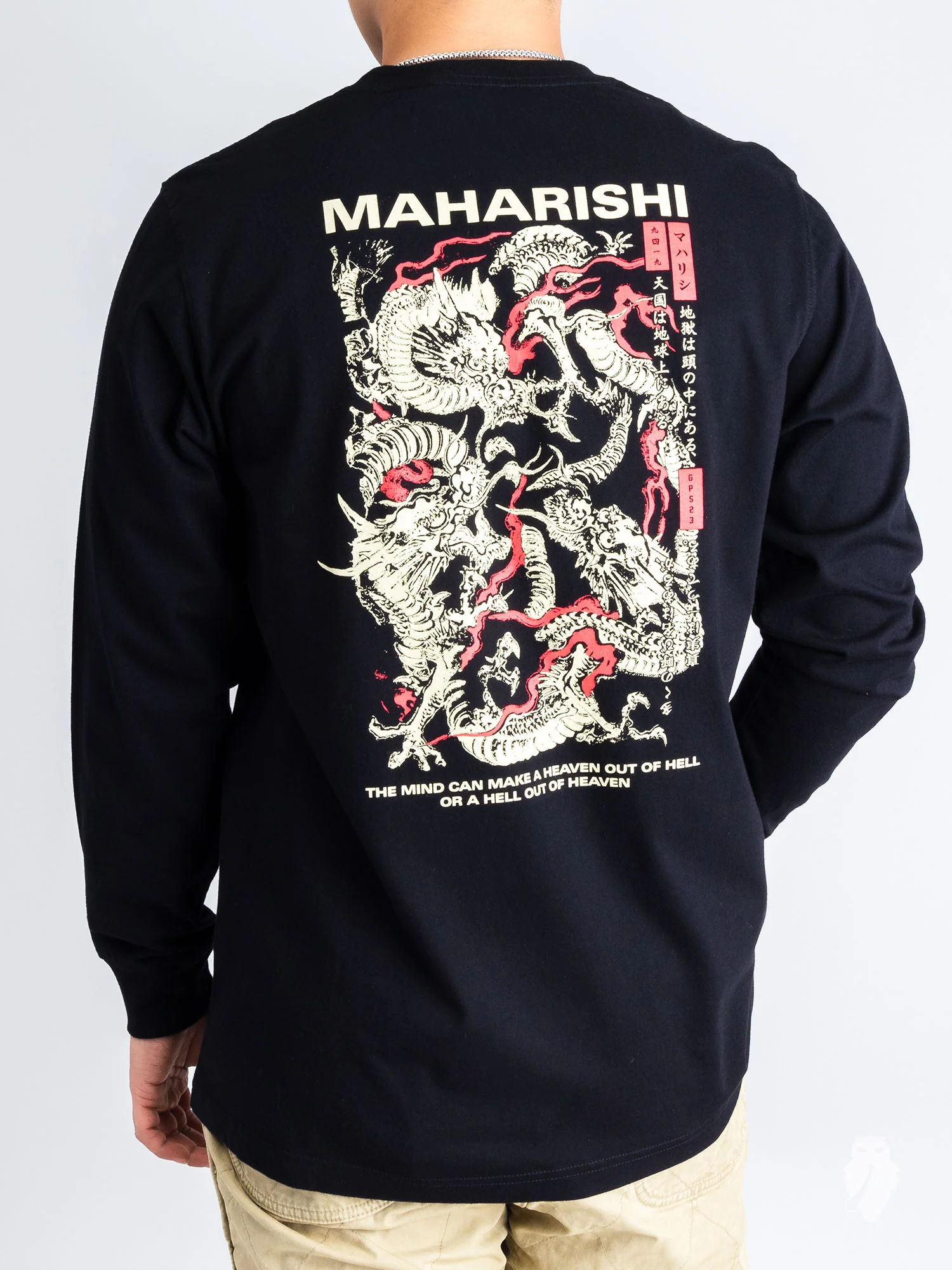 "Dancing Dragons" Long Sleeve T-Shirt in Black - Image 2