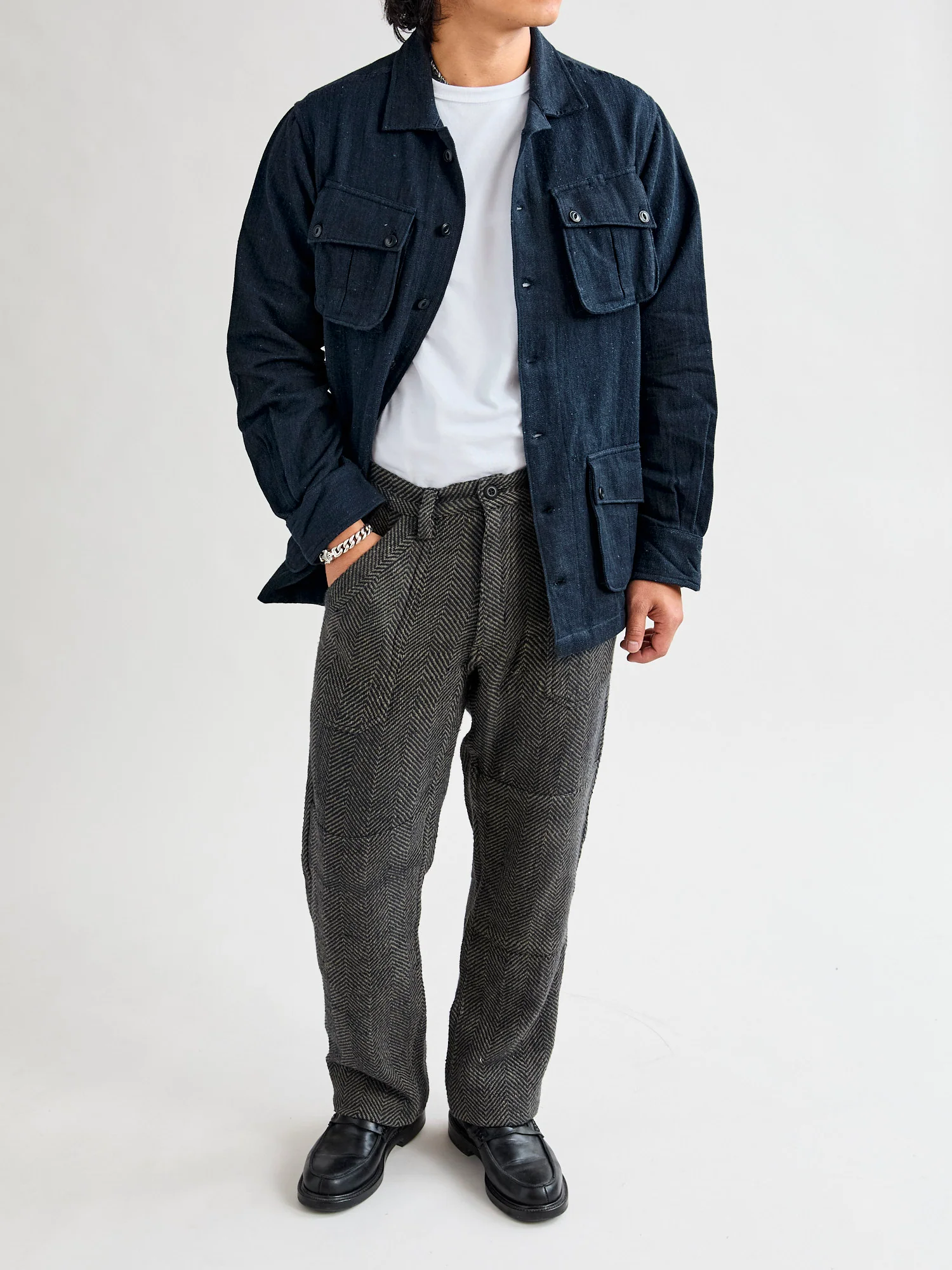 Dani Jacket in Iron/Indigo Herringbone - Image 11