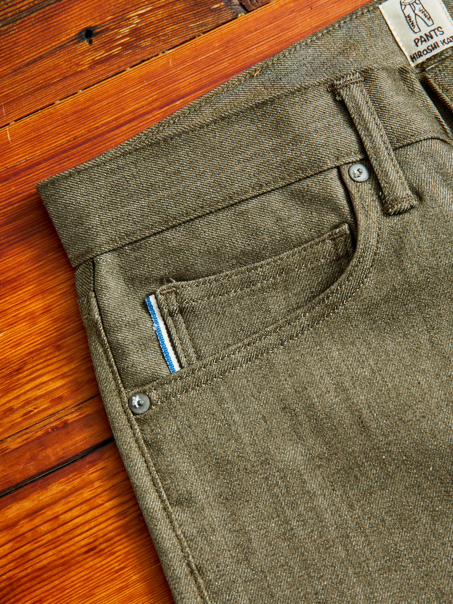 "Dark Green" 10.5oz Stretch Selvedge Denim - Pen Slim - Image 7