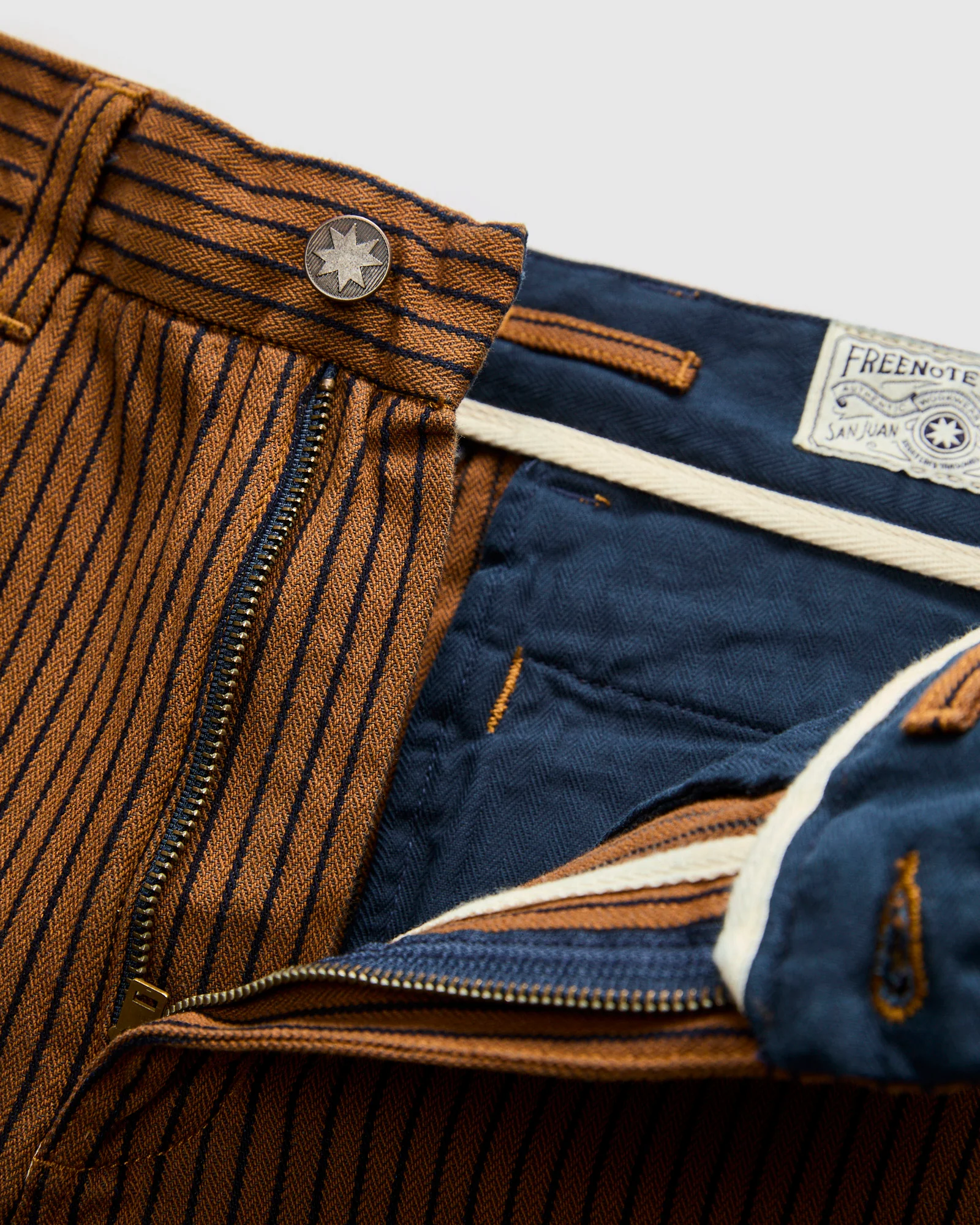 Deck Pant in Brown Herringbone Dobby - Image 6