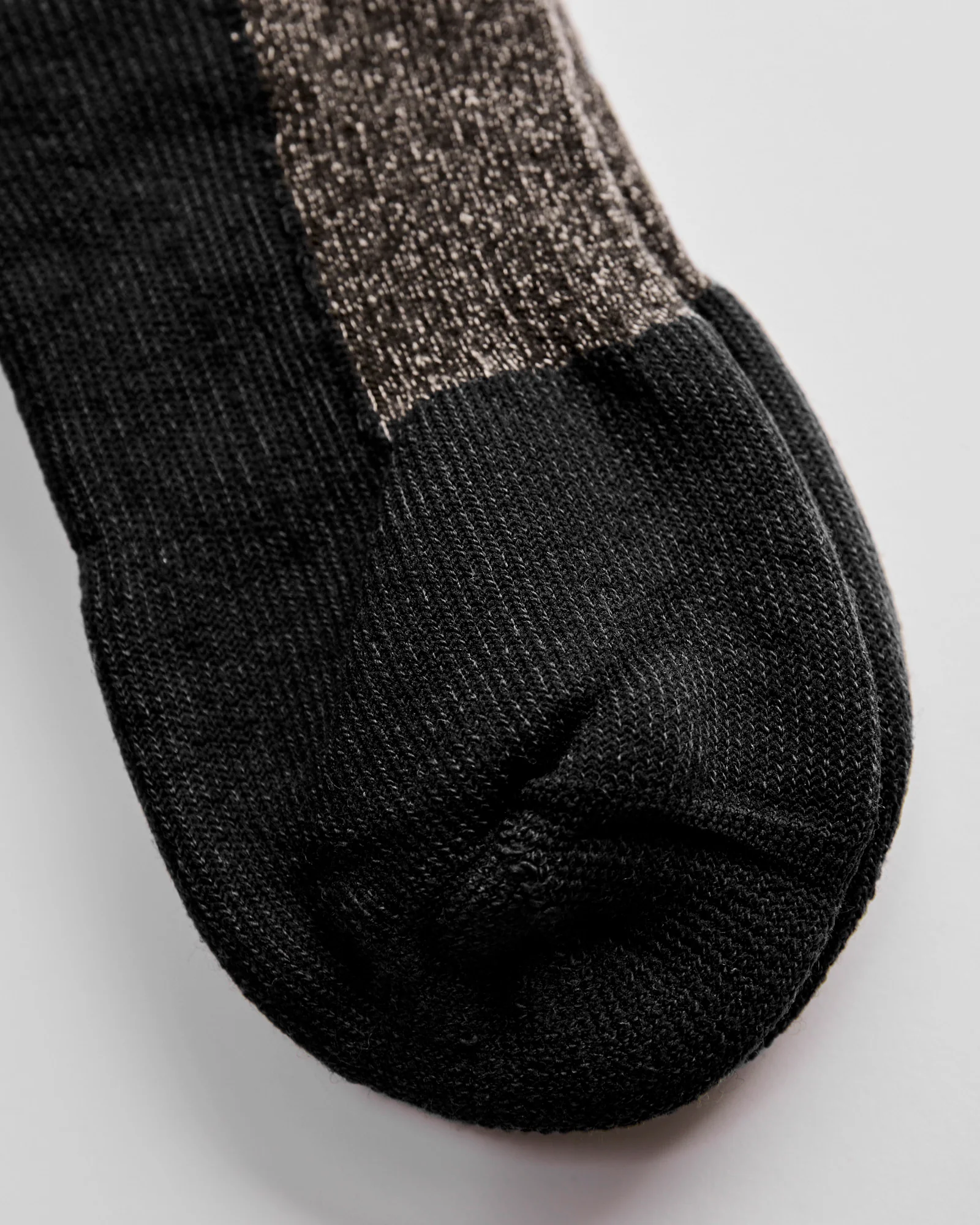 Deep Toe Capped Wool Sock in Black - Image 3