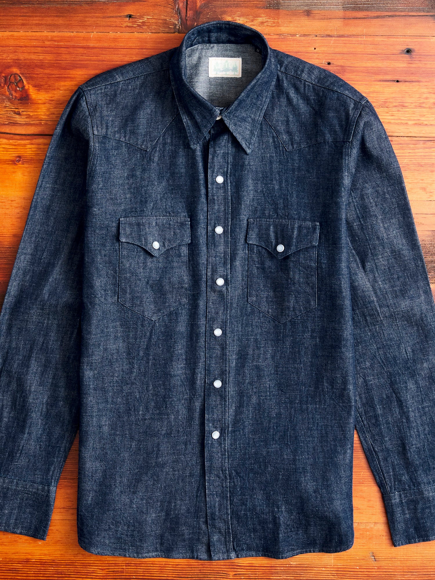 Denim Pearl Snap Shirt in Rinsed Indigo