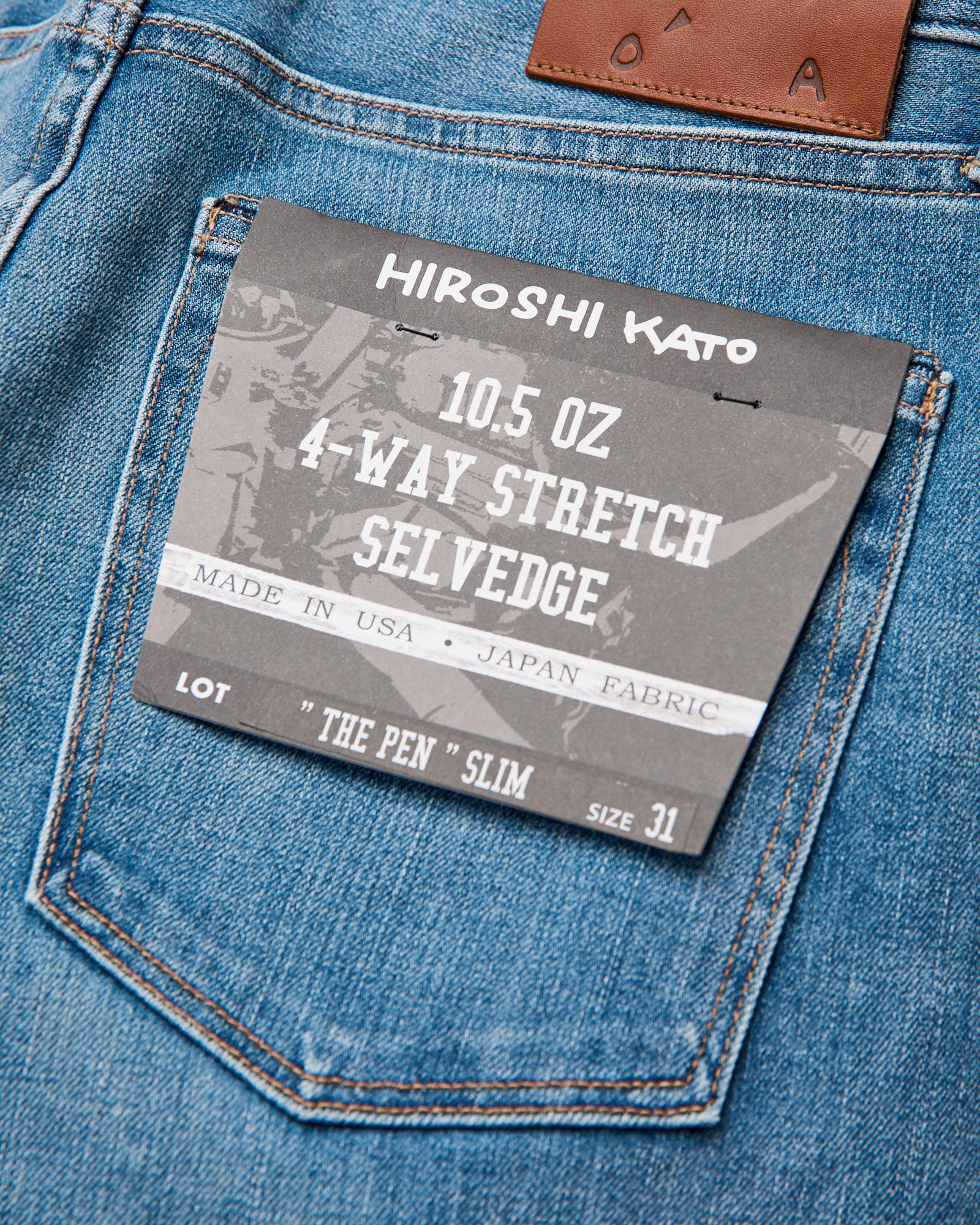 "Dennis" 10.5oz Indigo Washed Stretch Selvedge Denim - Pen Slim - Image 4