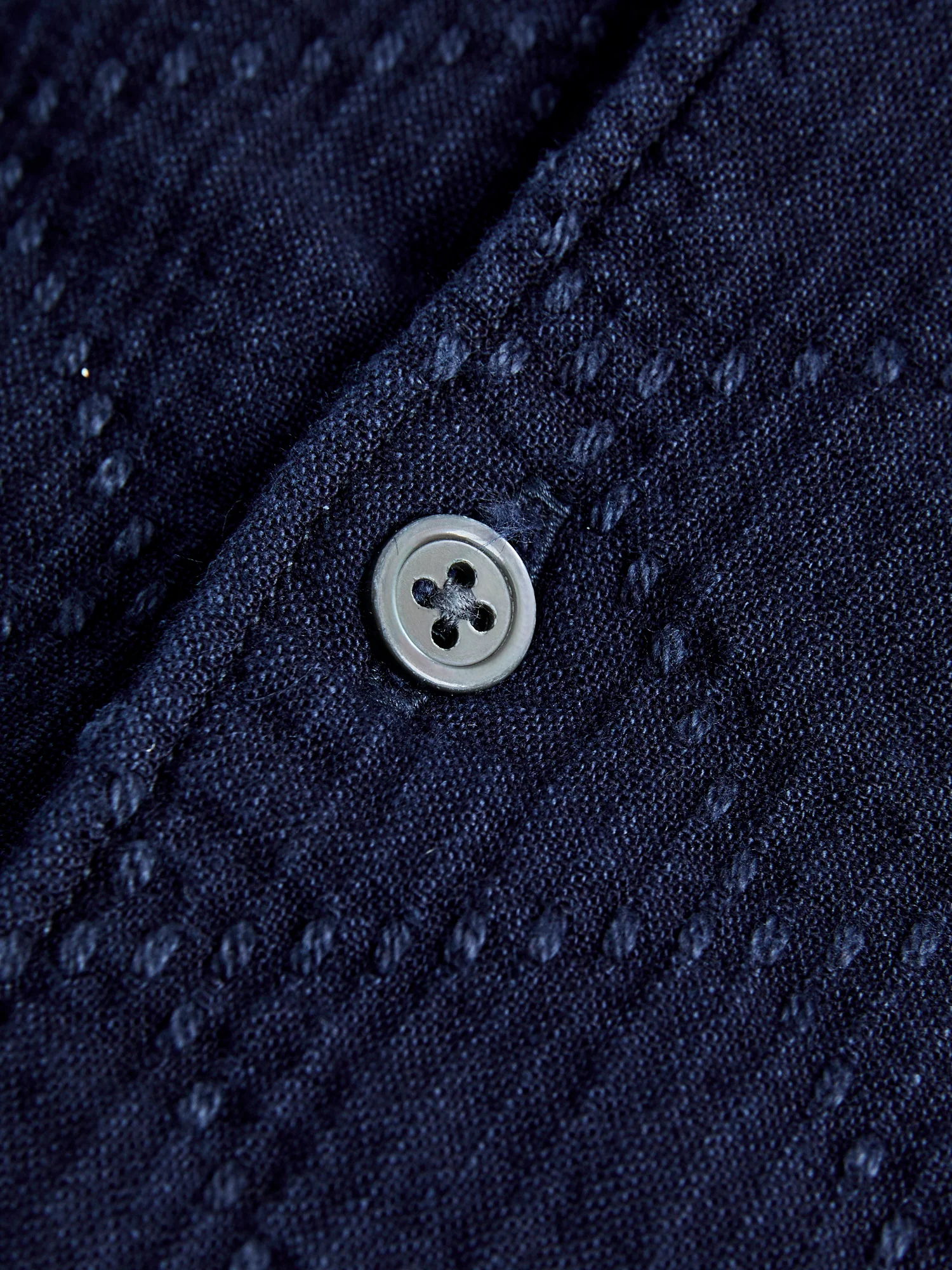 Diamond Sashiko Button-Down Shirt in Indigo Overdye - Image 5