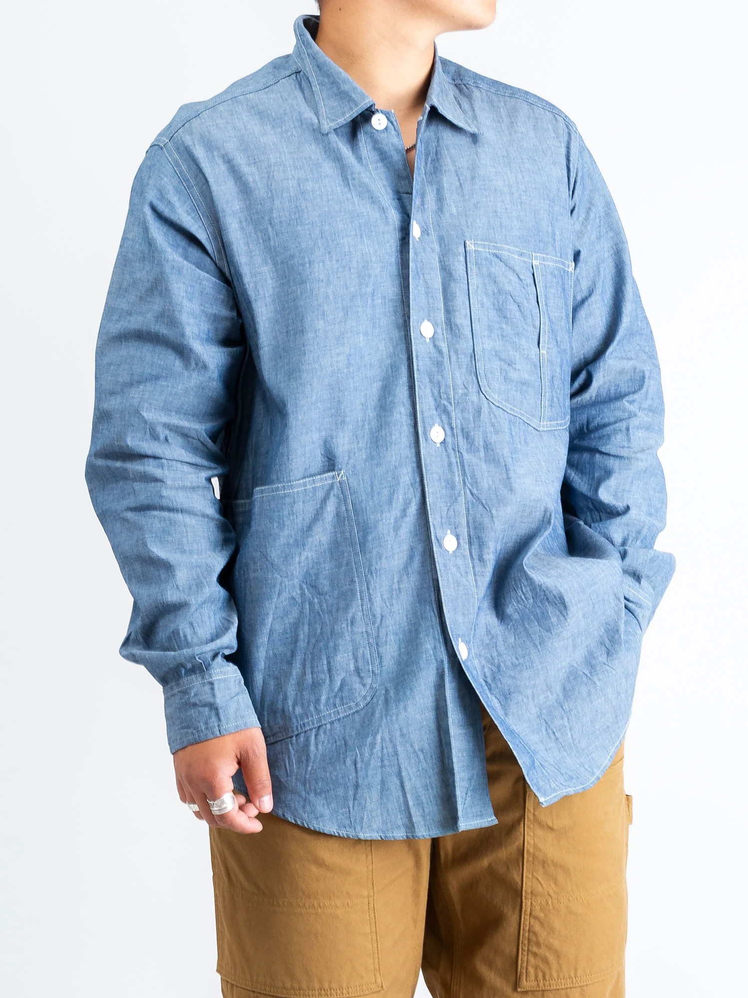 Diggin Half Button-Down Shirt in Blue - Image 2