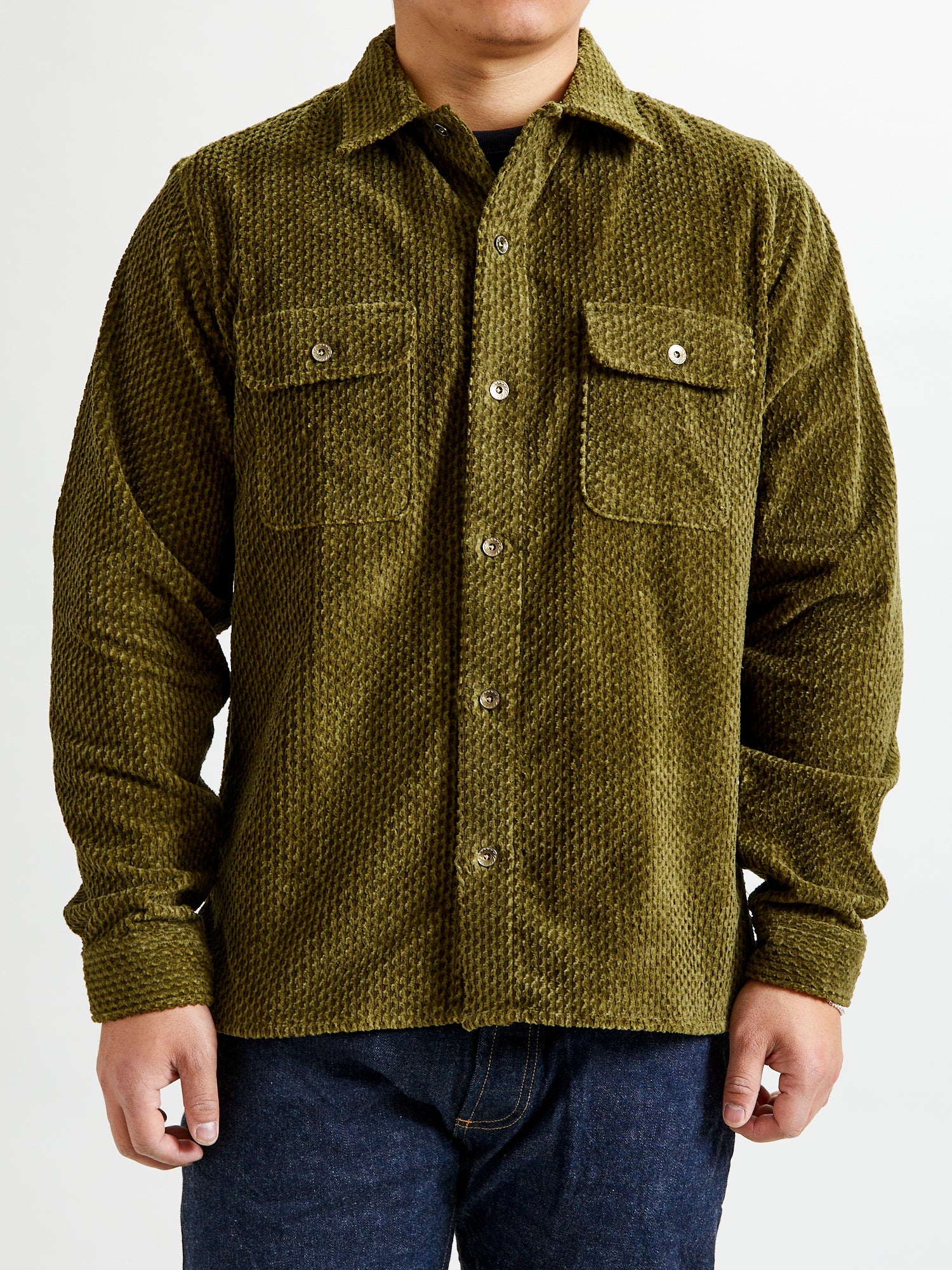 Dobby Corduroy Webster Shirt in Green - Image 2