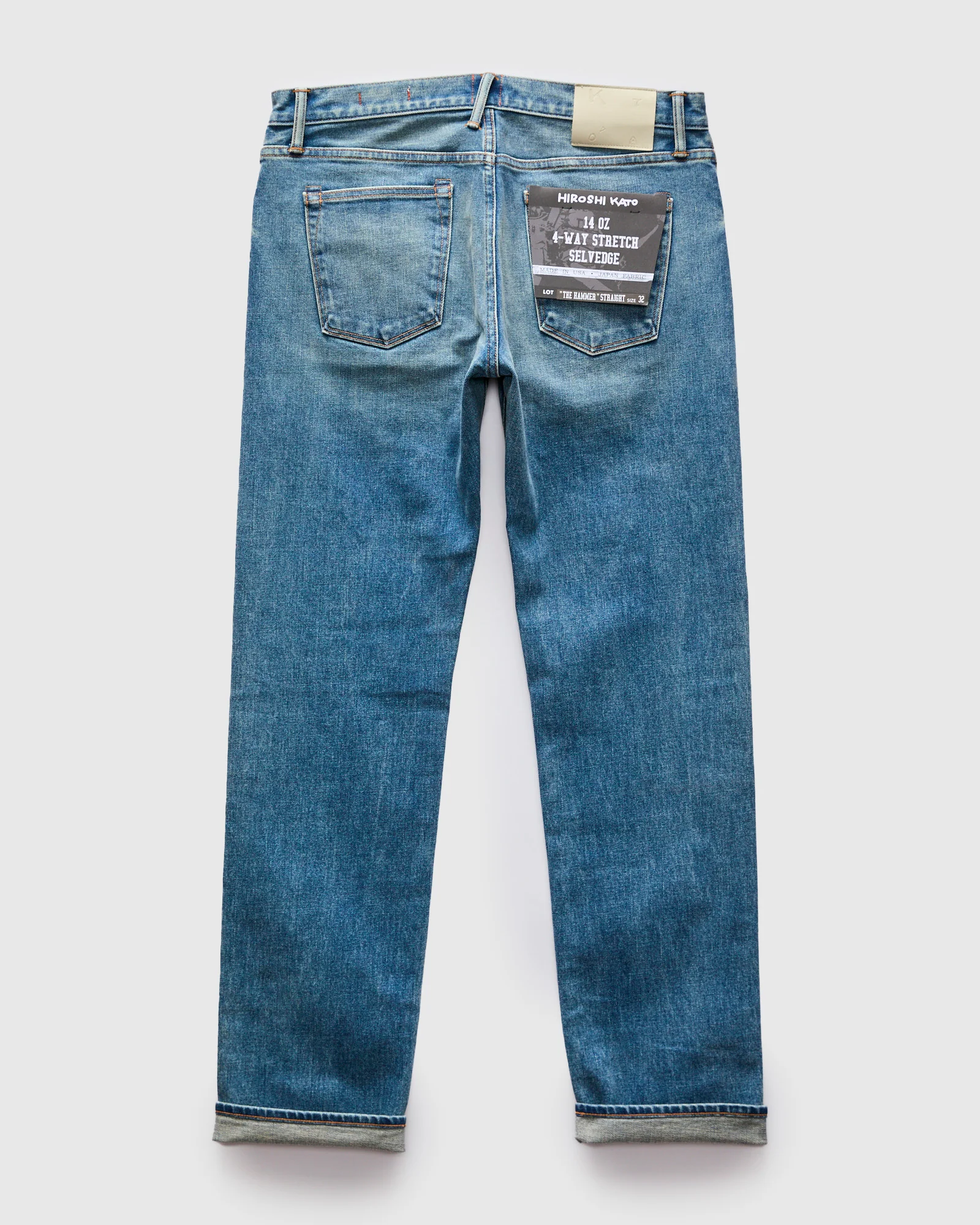 "Don" 14oz Washed Indigo Stretch Selvedge Denim - Hammer Straight - Image 2