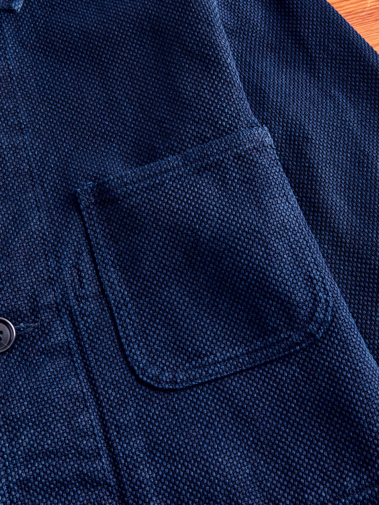 Double Cloth Sashiko Coverall Jacket in Hand Dyed Indigo - Image 4