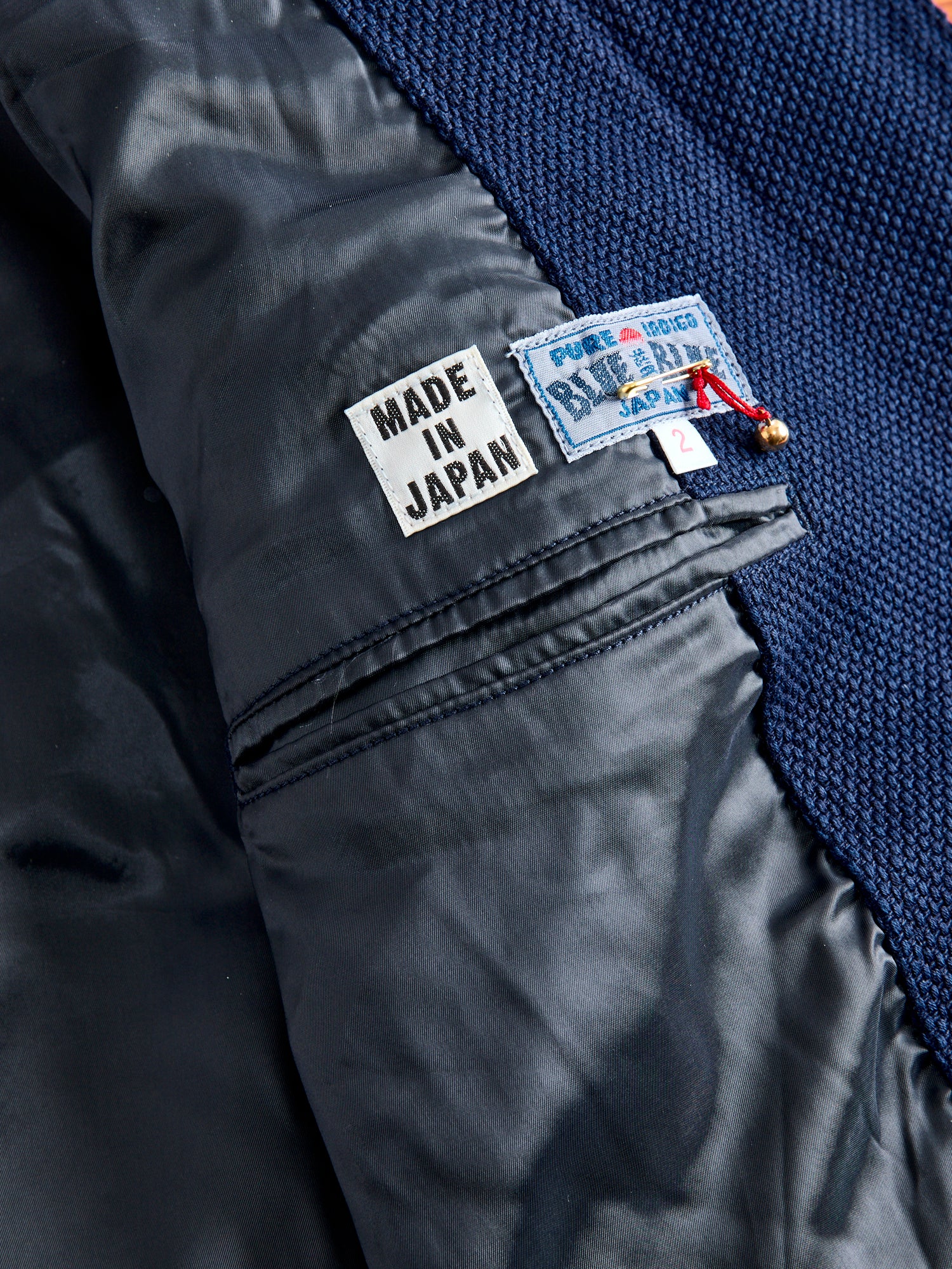 Double Cloth Sashiko Tailored Jacket in Hand Dyed Indigo - Image 10