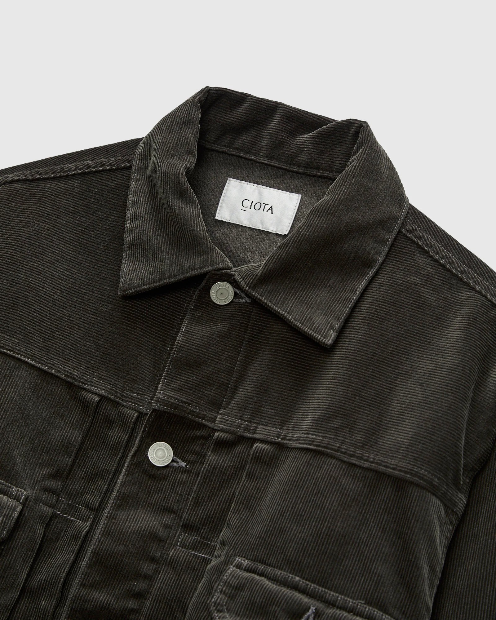Double Pocket Corduroy Jacket in Charcoal Grey - Image 4