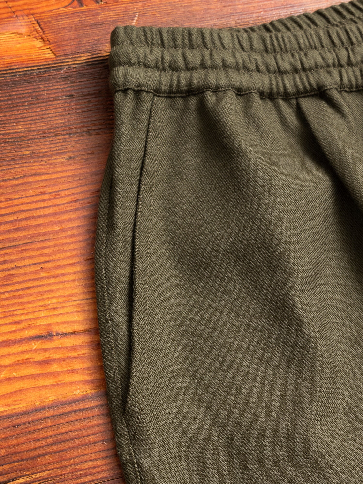Drawstring Pant in Forest Wool Gabardine - Image 5