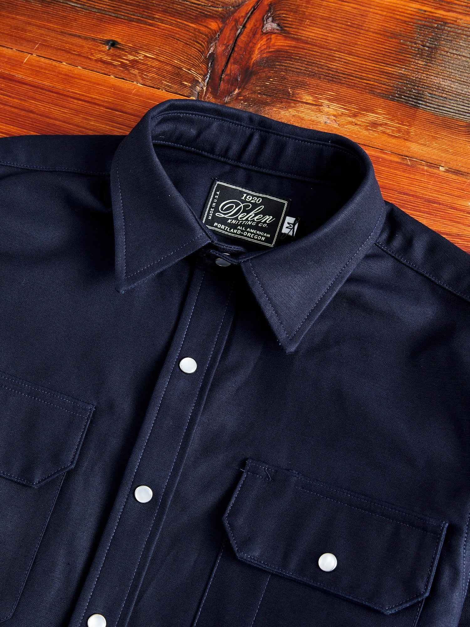 Drover Overshirt in Navy Sateen - Image 3