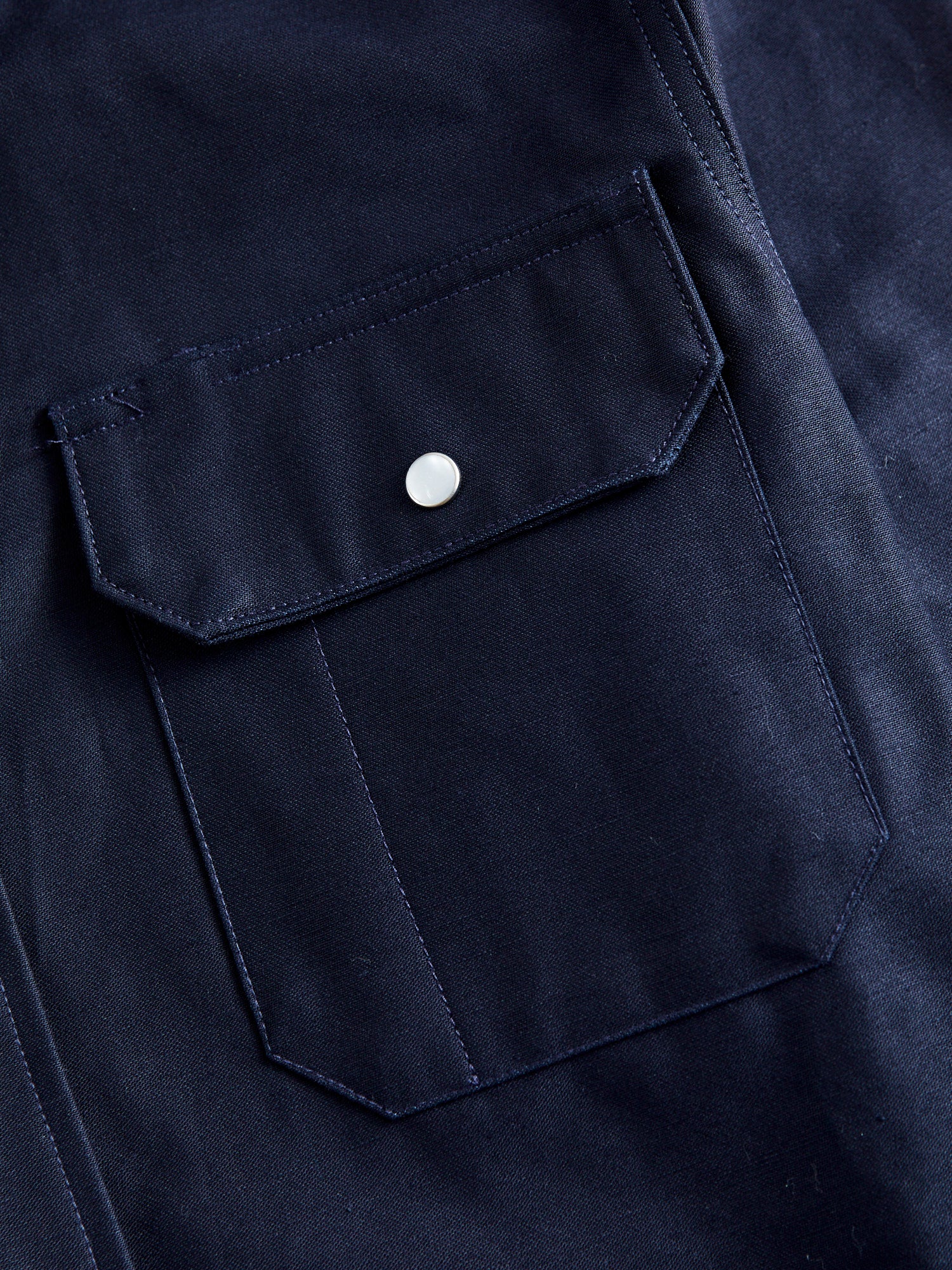 Drover Overshirt in Navy Sateen - Image 4