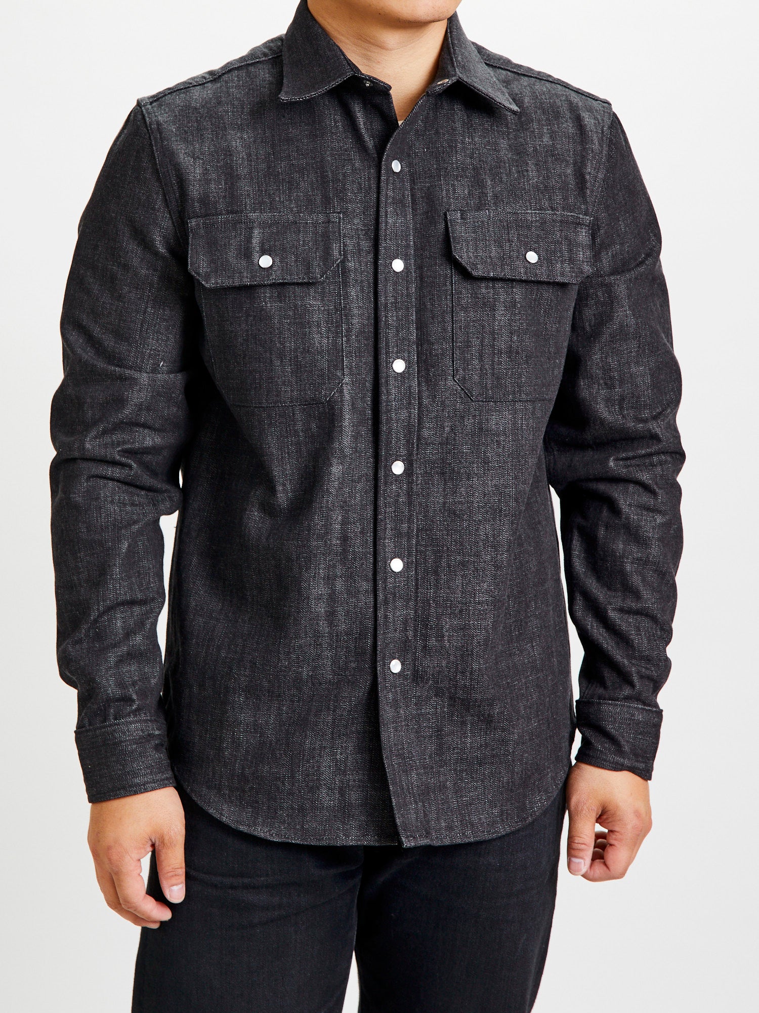 Drover Overshirt in Slate Denim - Image 2