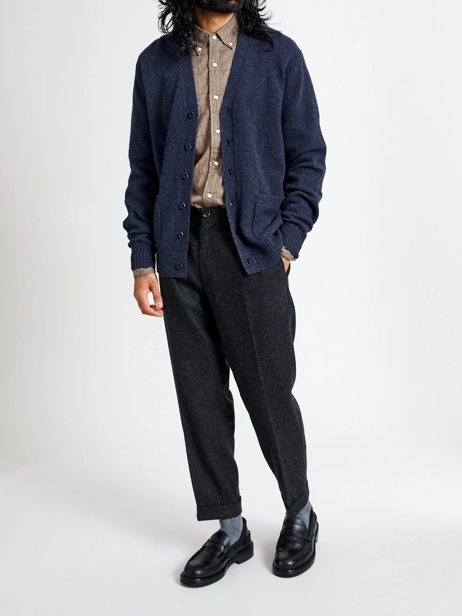 Elbow Patch 7G Cardigan in Navy - Image 10