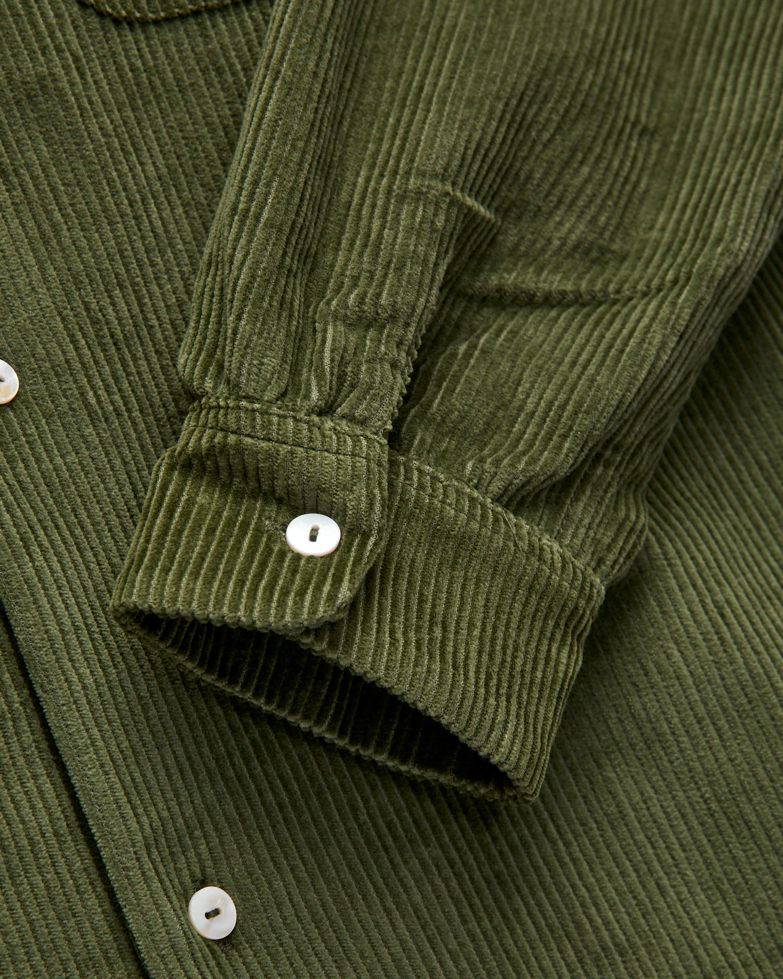 Embroidered Corduroy Overshirt in Olive - Image 7