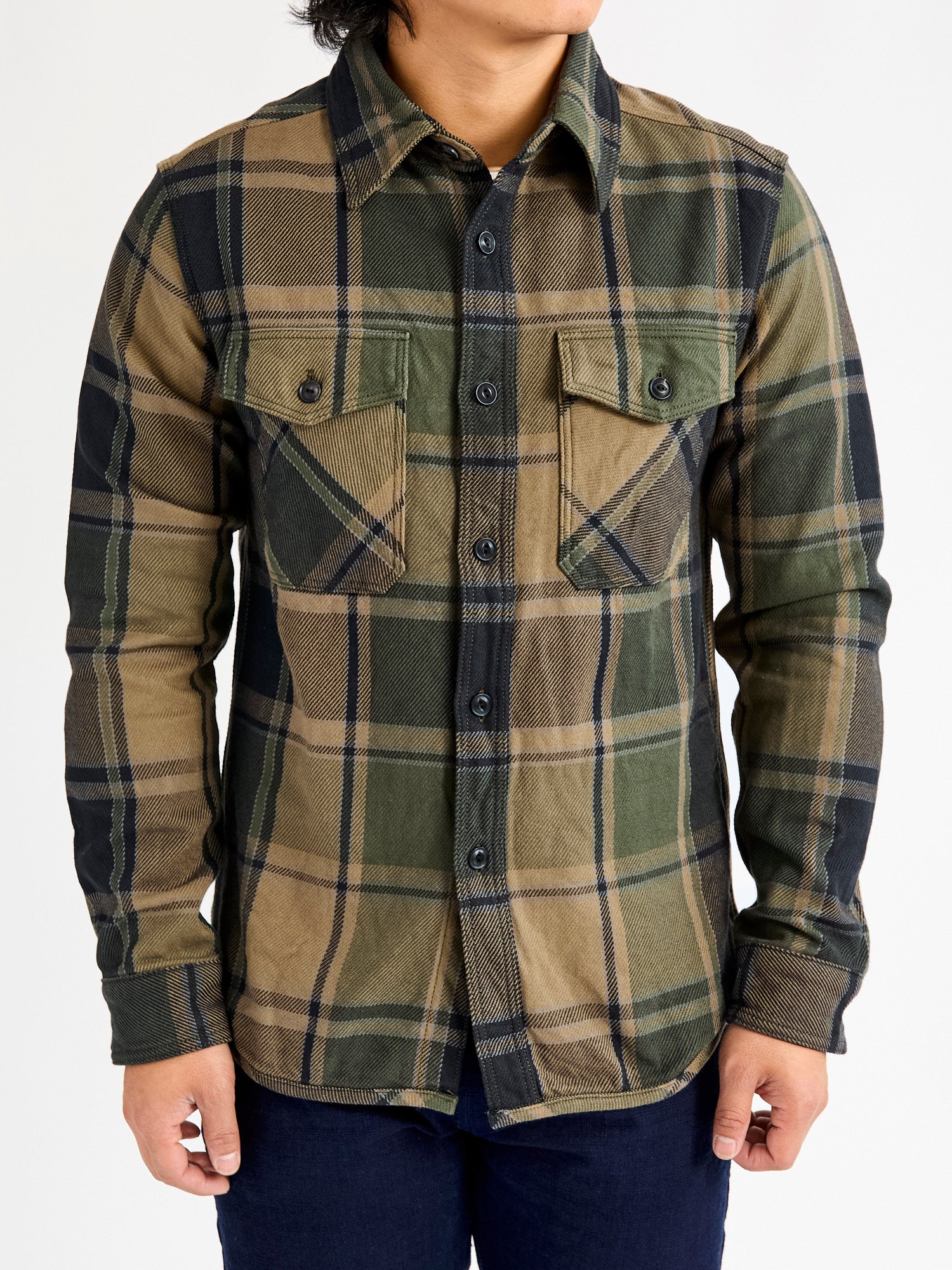 Extra Heavy Flannel Shirt in Olive - Image 2