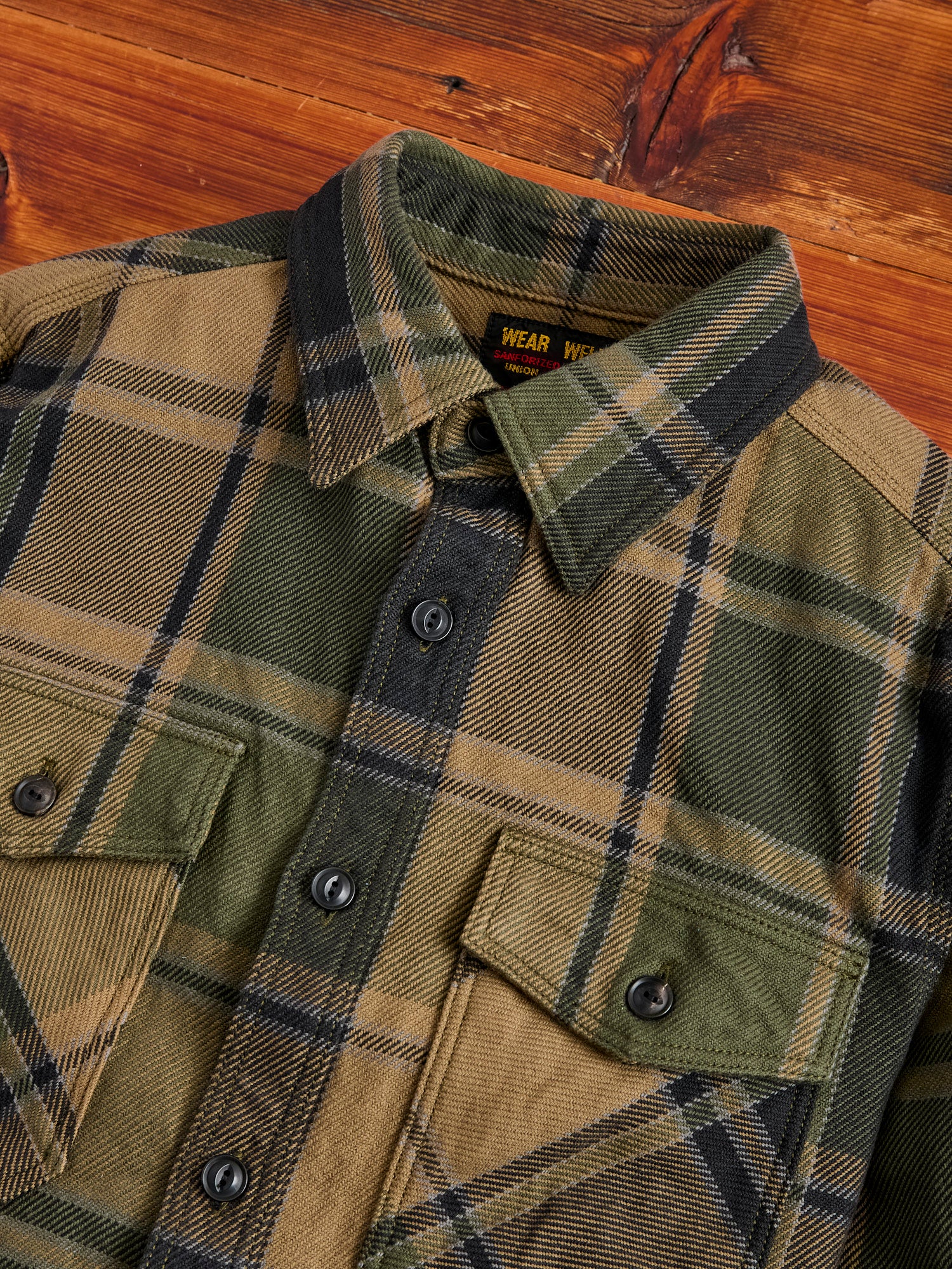 Extra Heavy Flannel Shirt in Olive - Image 4