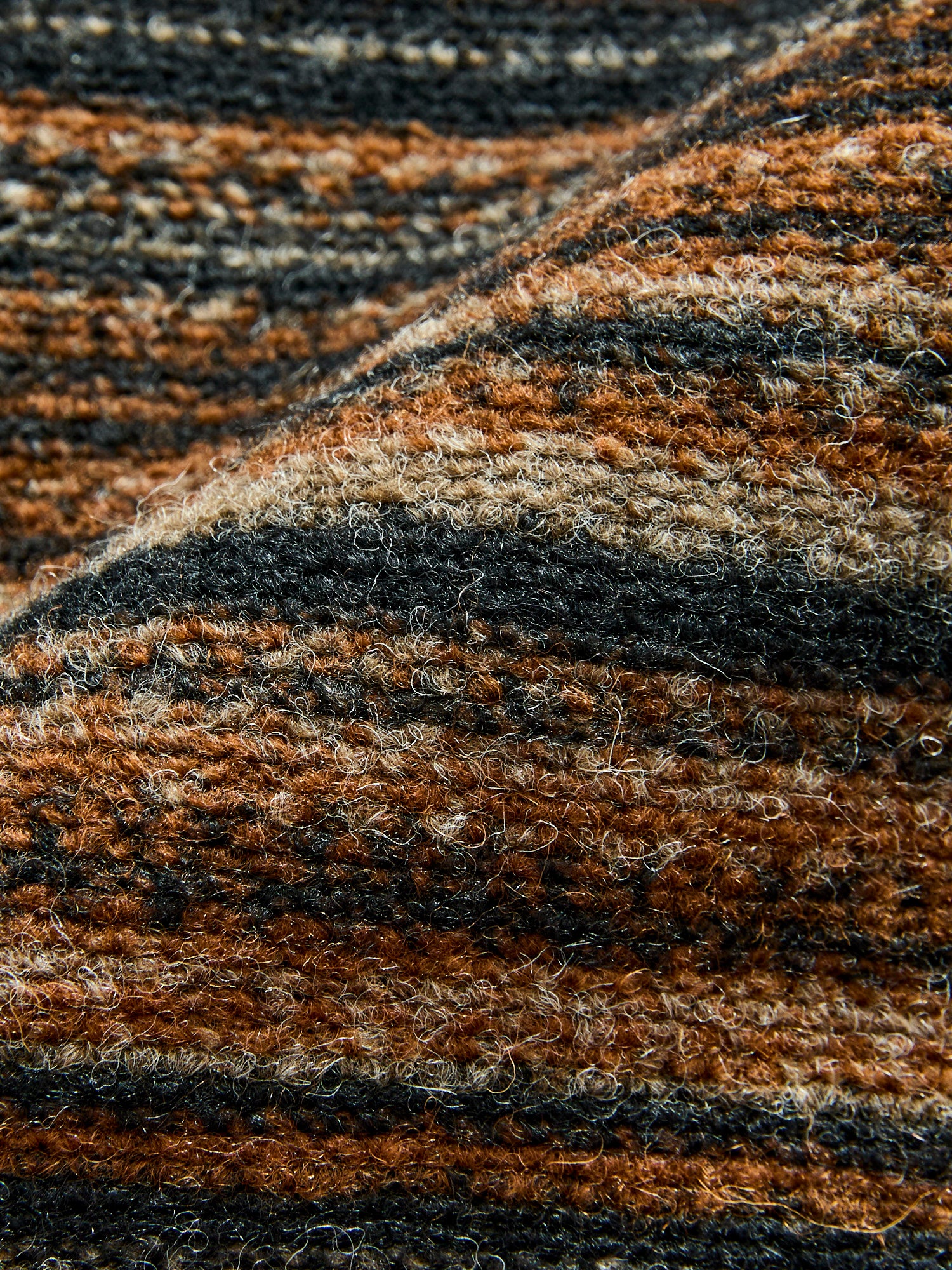 Fair Isle Knit Cardigan Sweater in Brown Stripe - Image 8
