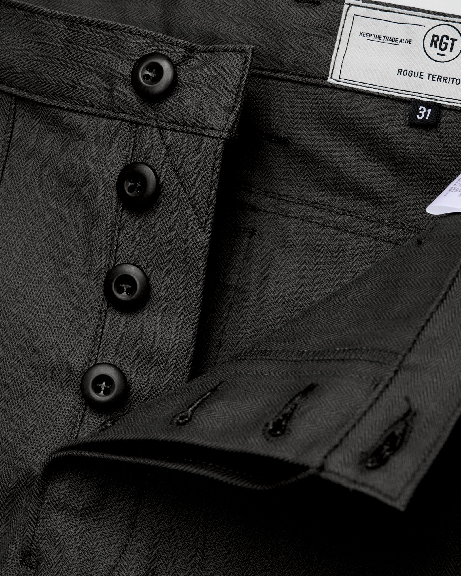 "Fatigue Pants" in 10oz Black Herringbone - Image 6