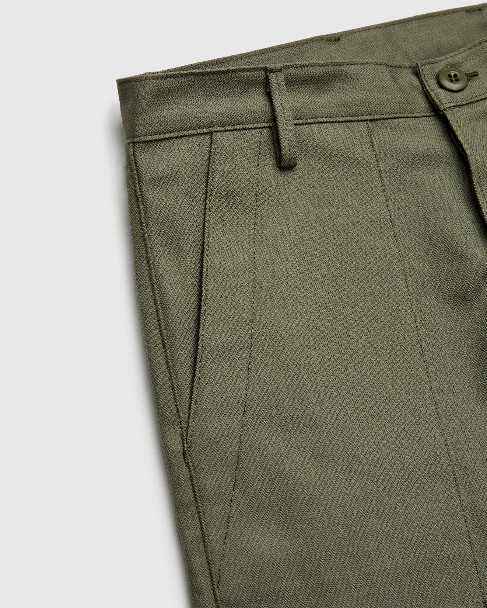 "Fatigue Pants" in 10oz Olive Herringbone - Image 4