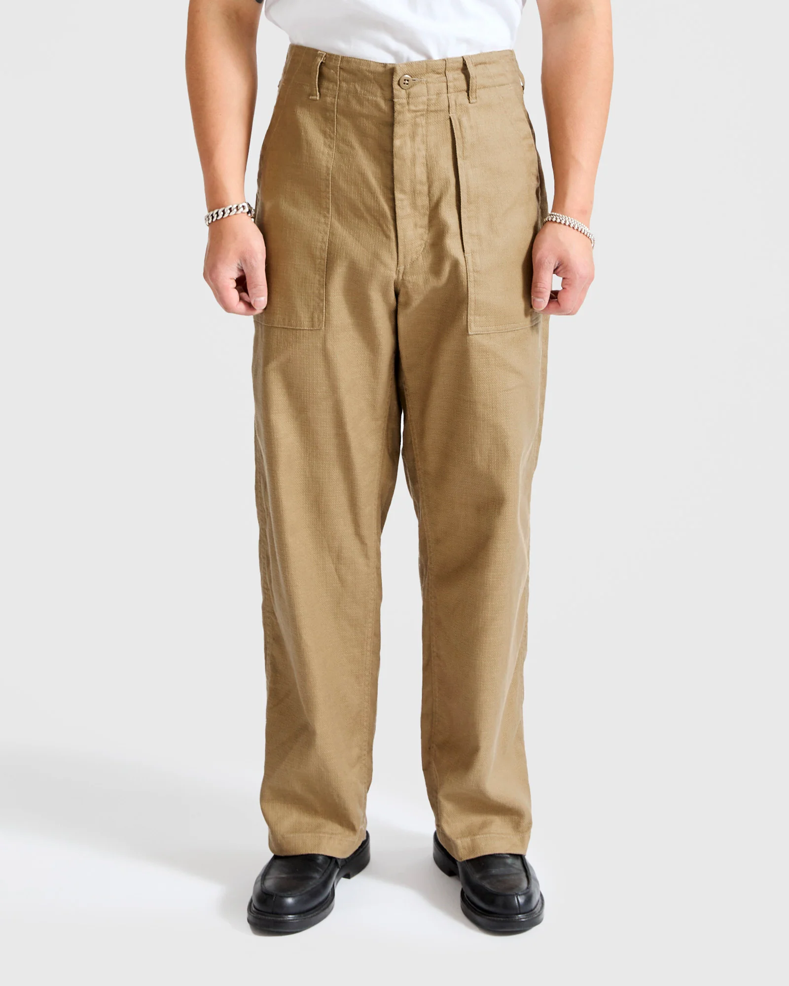 Fatigue Pants in Khaki Cotton Linen Java Cloth - Image 2