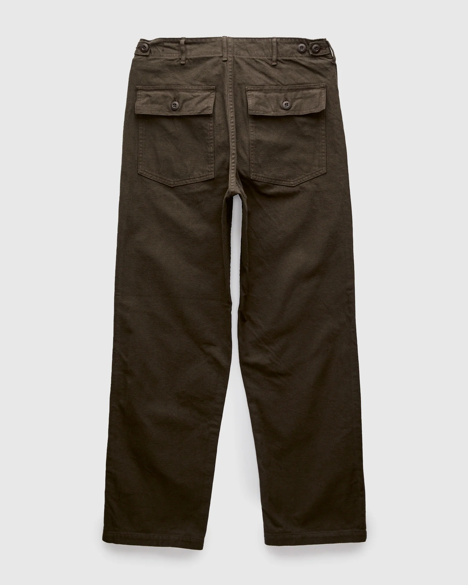 Brushed Flannel Straight Fatigue Pants in Coffee Brown - Image 2
