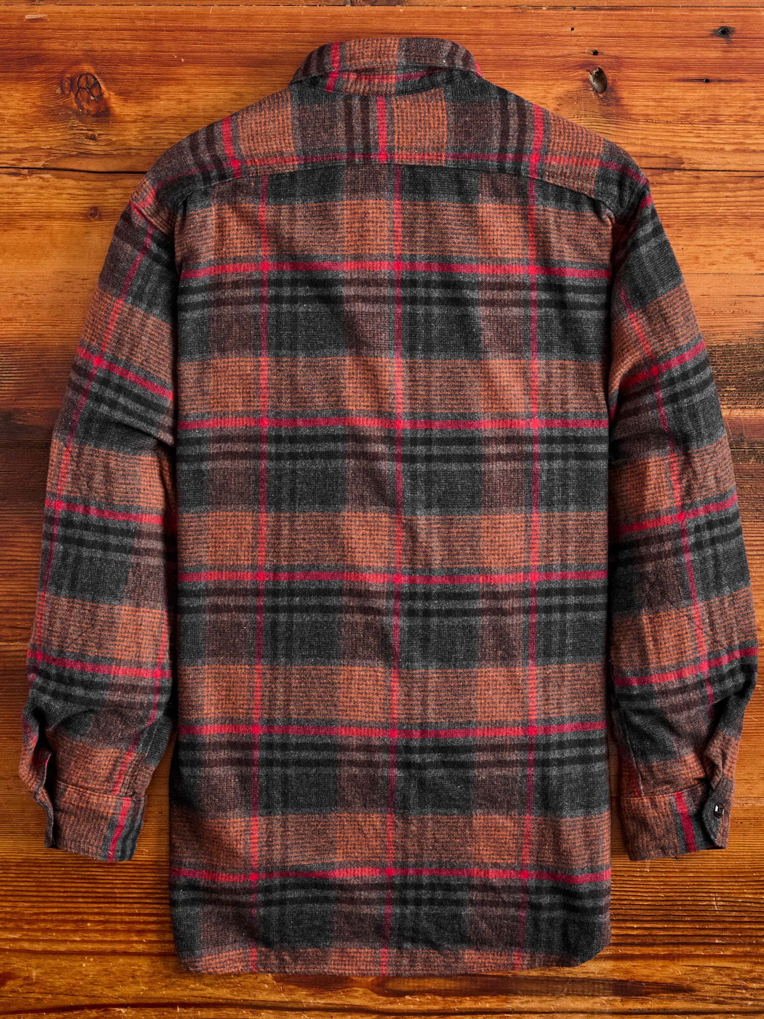 Flannel Work Shirt in Orange Red Plaid - Image 7