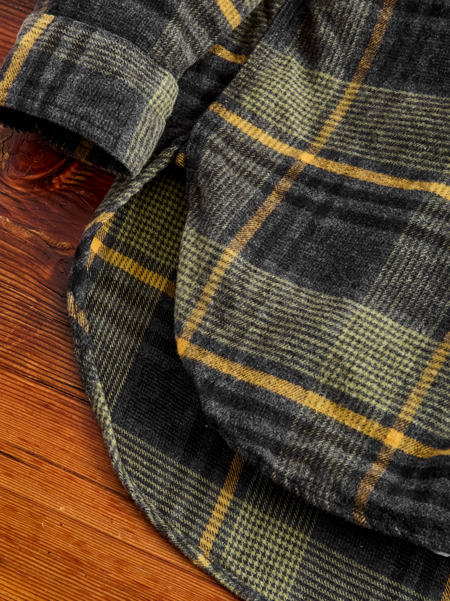Flannel Work Shirt in Yellow Grey Plaid - Image 5