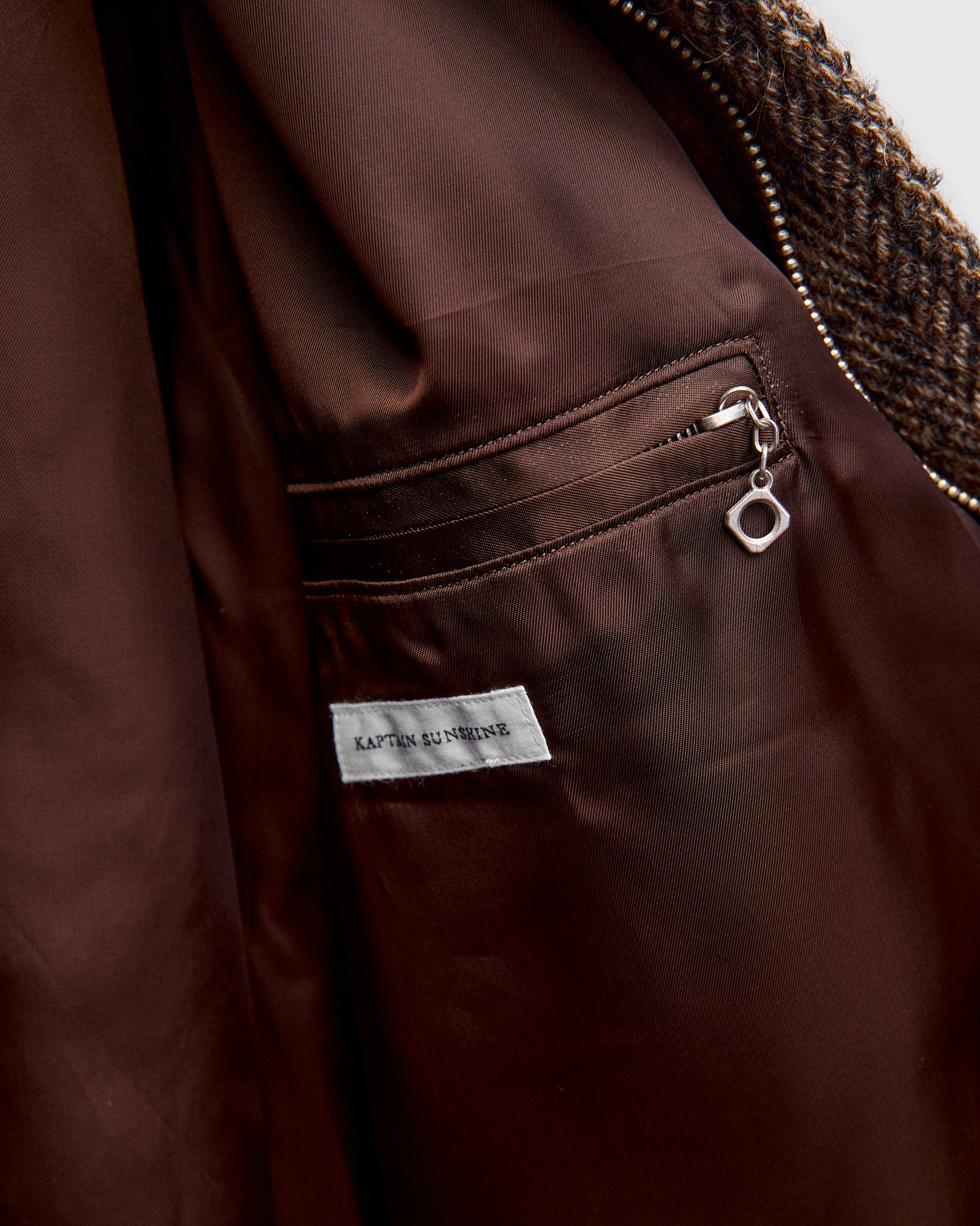 Flight Jacket in Brown Herringbone - Image 8