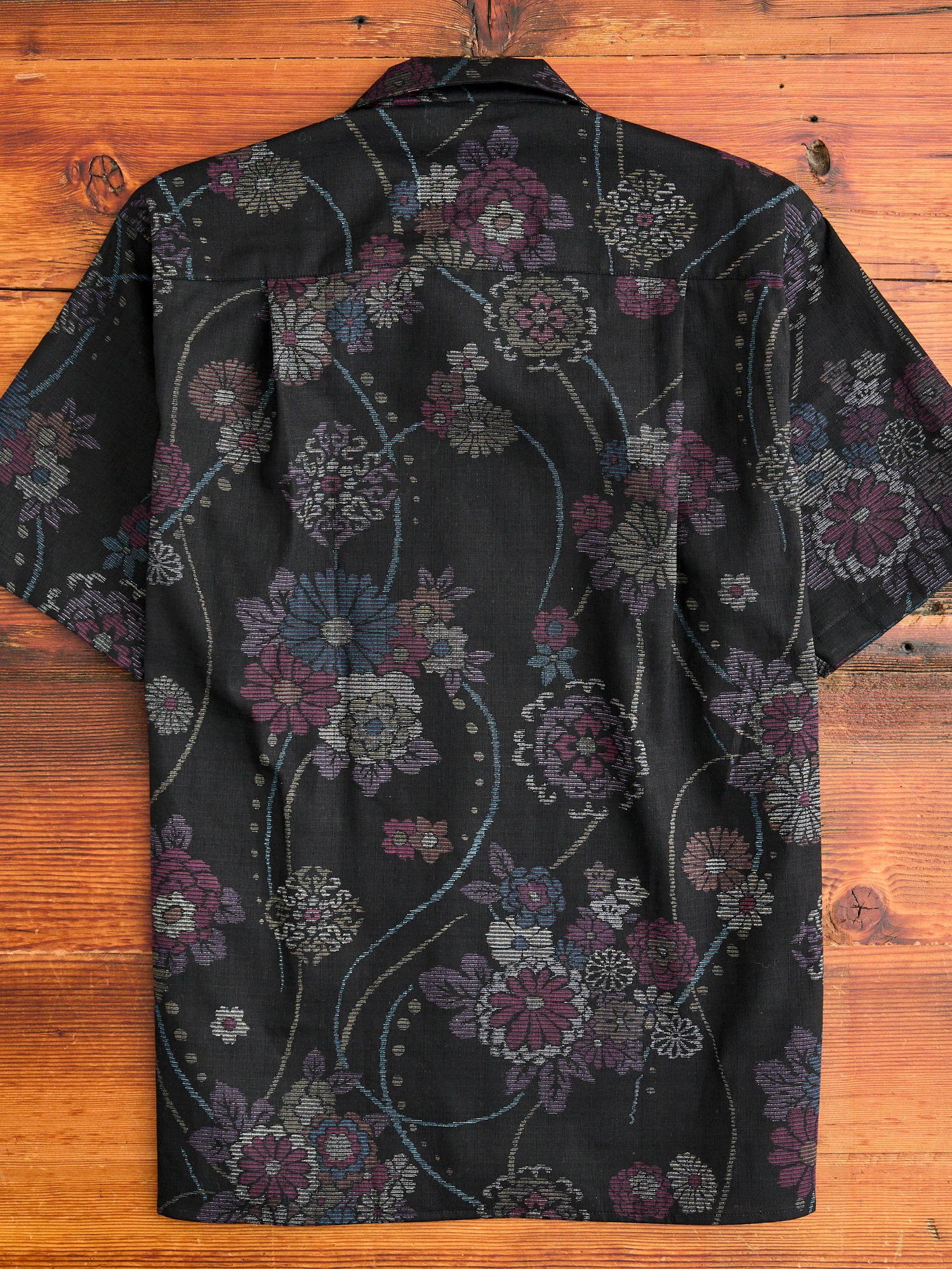 Bark Cloth Camp Shirt in Black Floral - Image 8