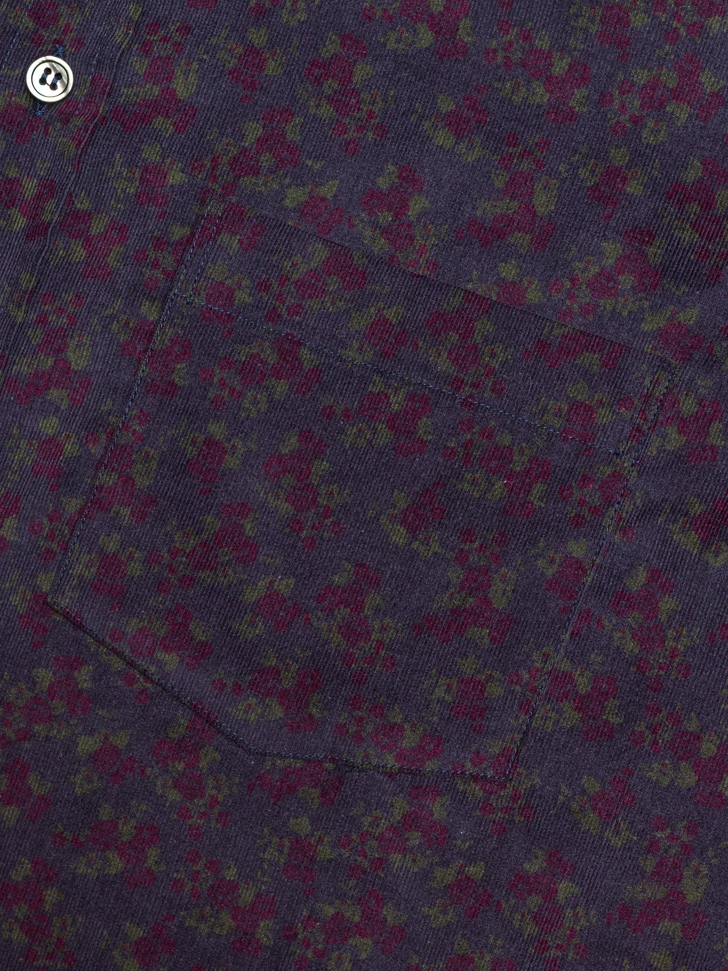 Floral Corduroy Button-Down Shirt in Navy - Image 3