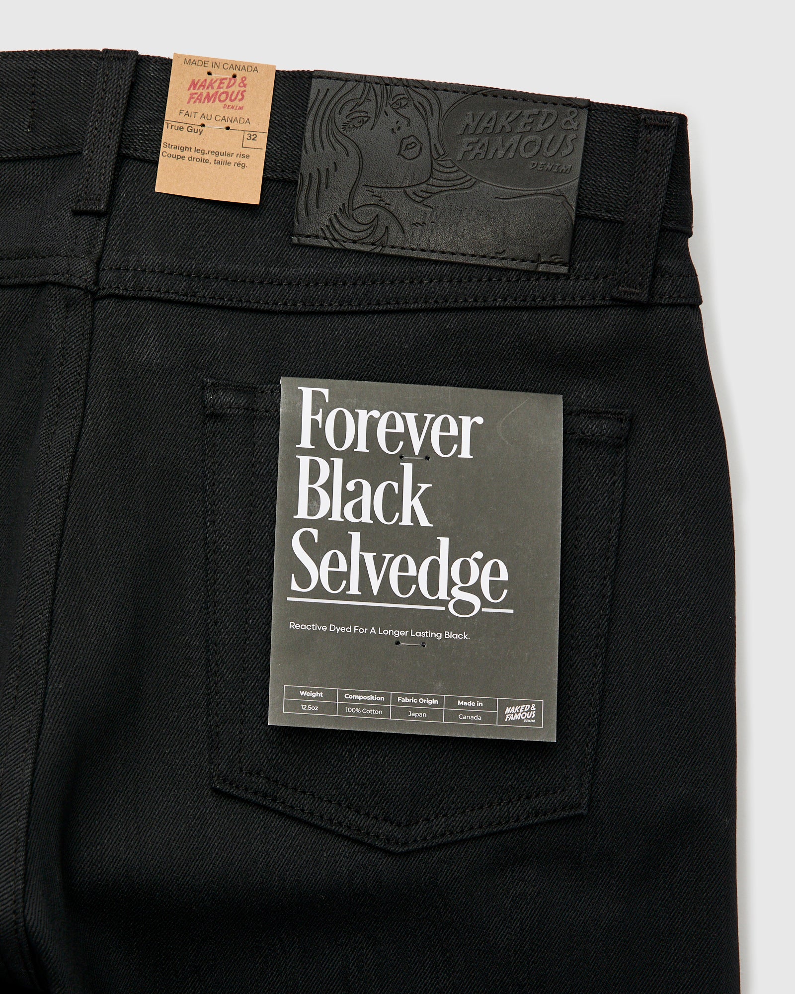 "Forever Black" 12.5oz No-Fade Selvedge Denim - True Guy Fit - Image 4