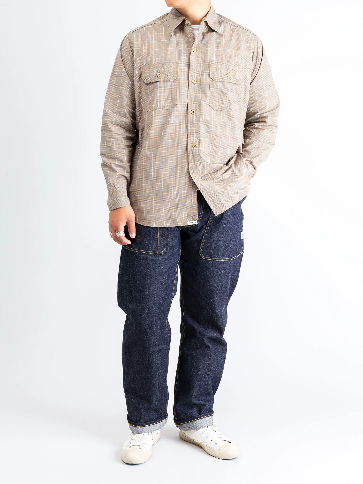 Gardener Shirt in Beige Check - Image 9