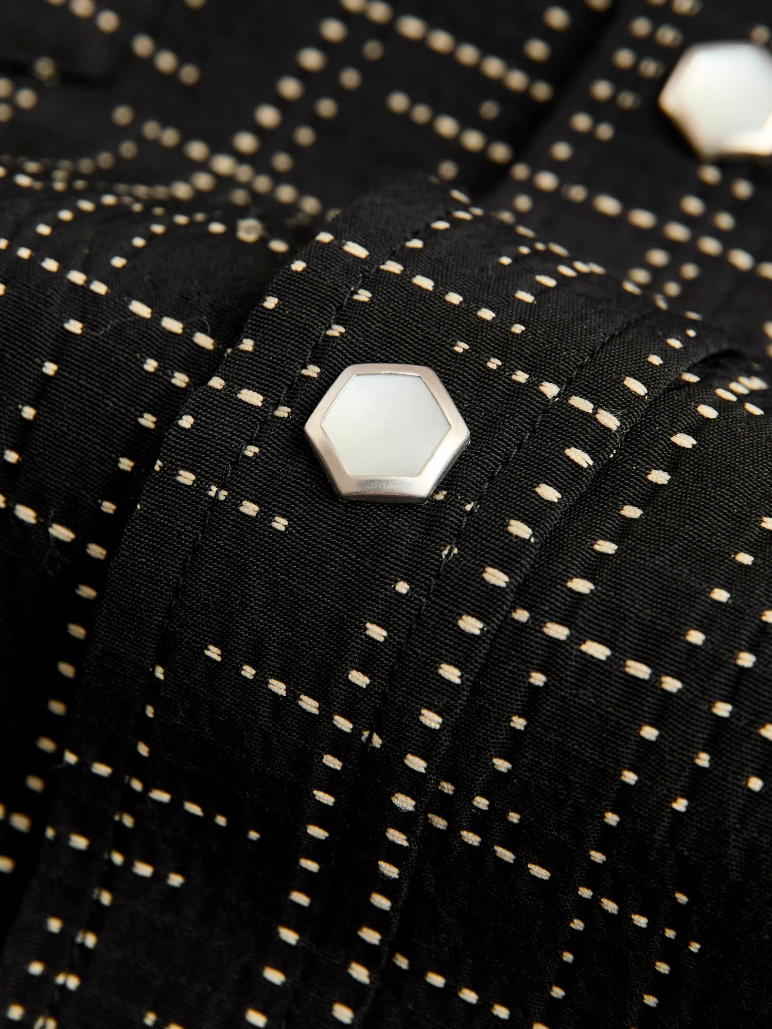 Geometric Plaid Western Shirt in Black - Image 6