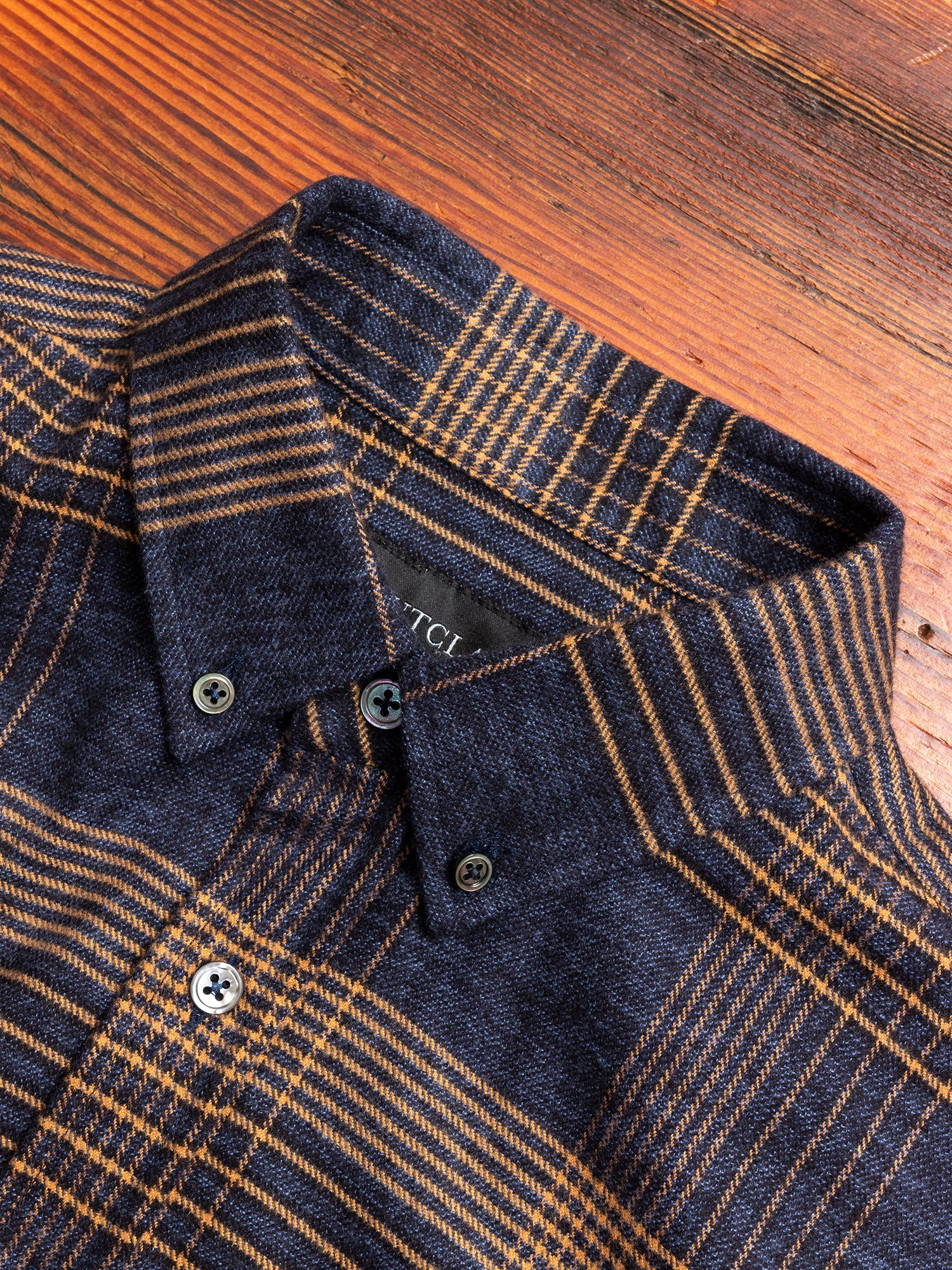Glencheck Flannel Button-Down Shirt in Navy/Camel - Image 2