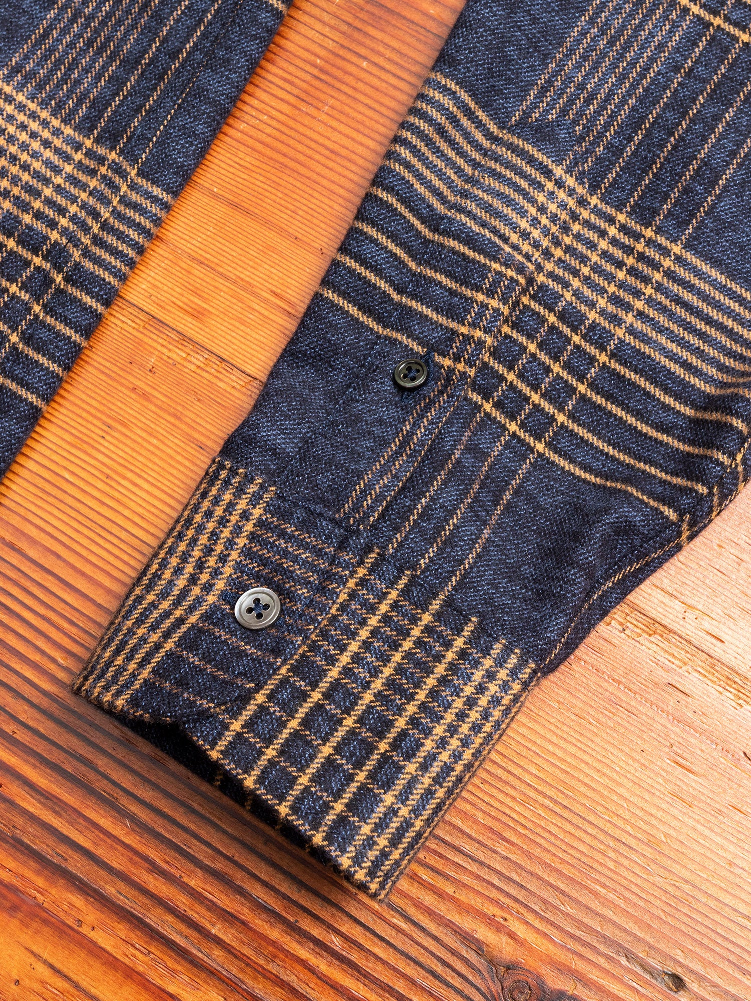 Glencheck Flannel Button-Down Shirt in Navy/Camel - Image 4