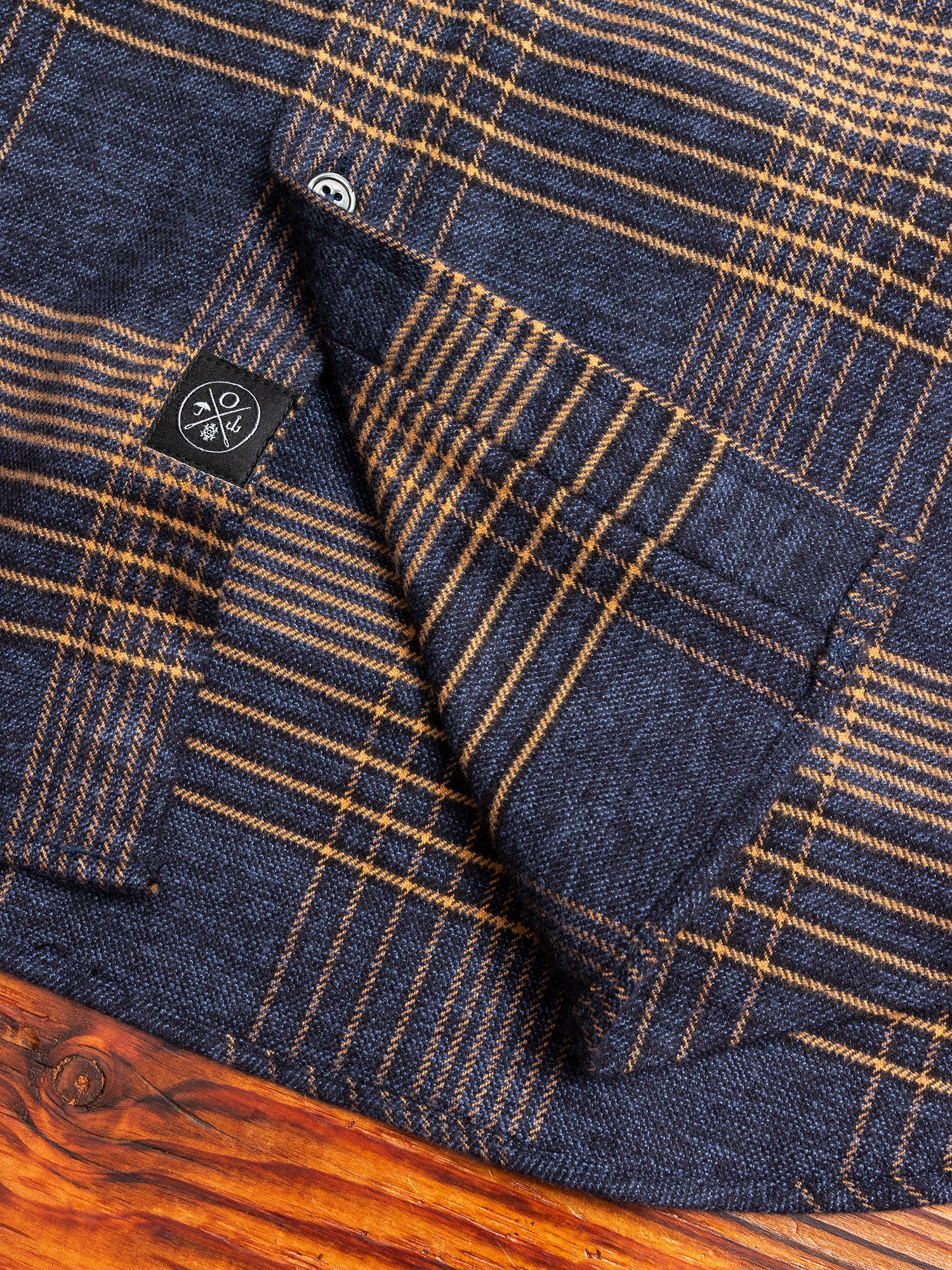 Glencheck Flannel Button-Down Shirt in Navy/Camel - Image 5