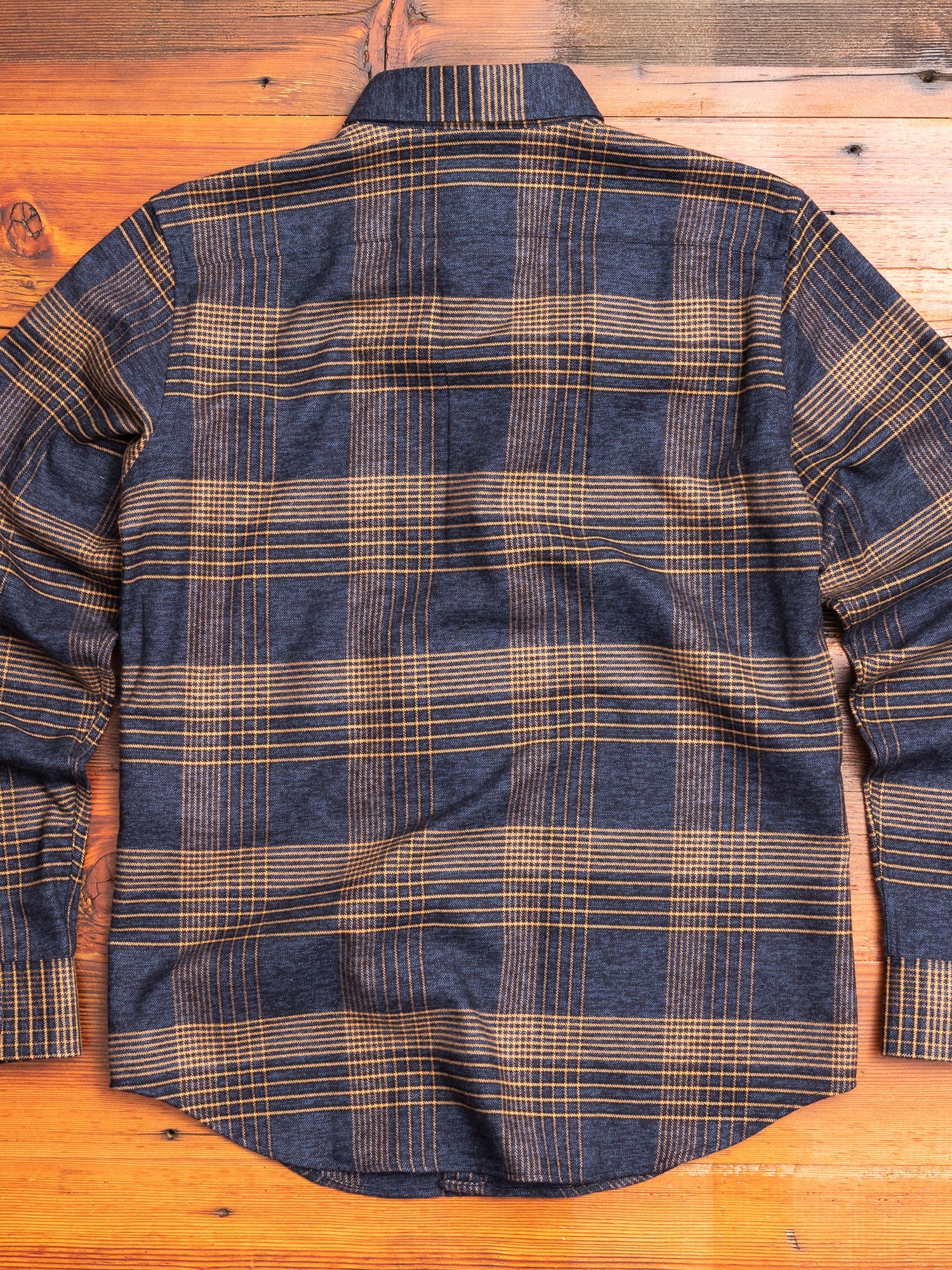 Glencheck Flannel Button-Down Shirt in Navy/Camel - Image 6