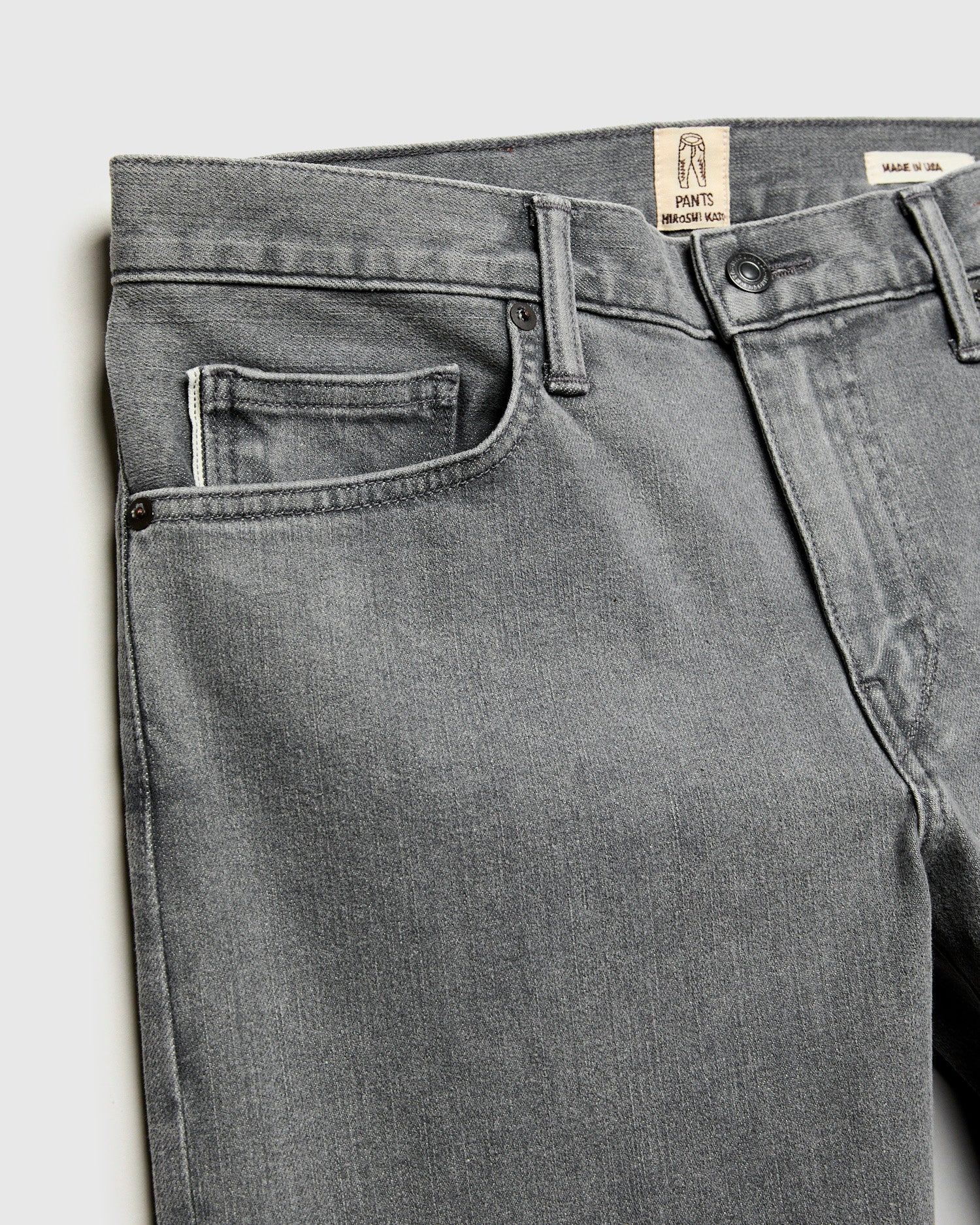 "Granite" 10.5oz Washed Grey Stretch Selvedge Denim - Hammer Straight - Image 6