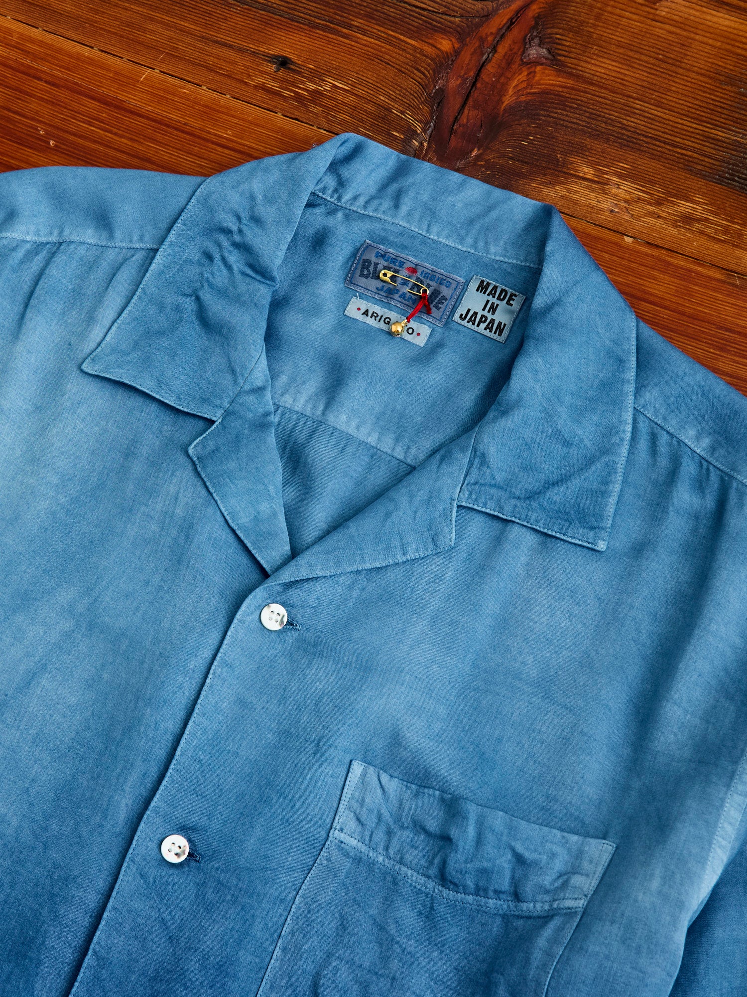 Hand-Dyed Short Sleeve Shirt in Indigo Gradient - Image 3