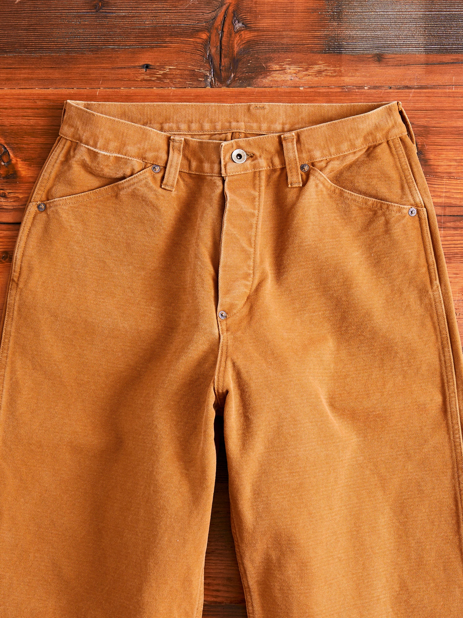 Heavy Canvas Cinch Back Work Pants in Brown - Image 3