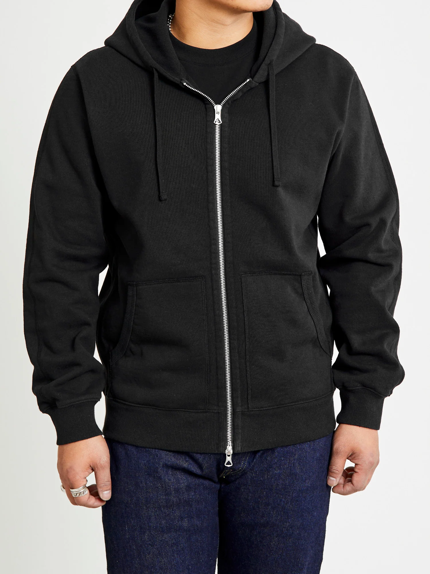 Heavyweight Fleece Full Zip Hoodie in Black - Image 2