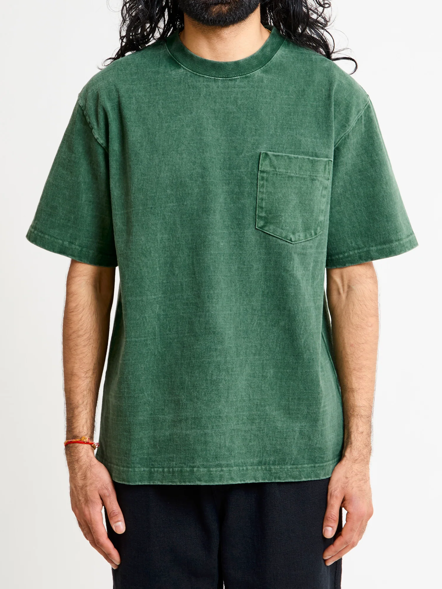 Heavyweight Pigment Dye Pocket T-Shirt in Faded Green - Image 2