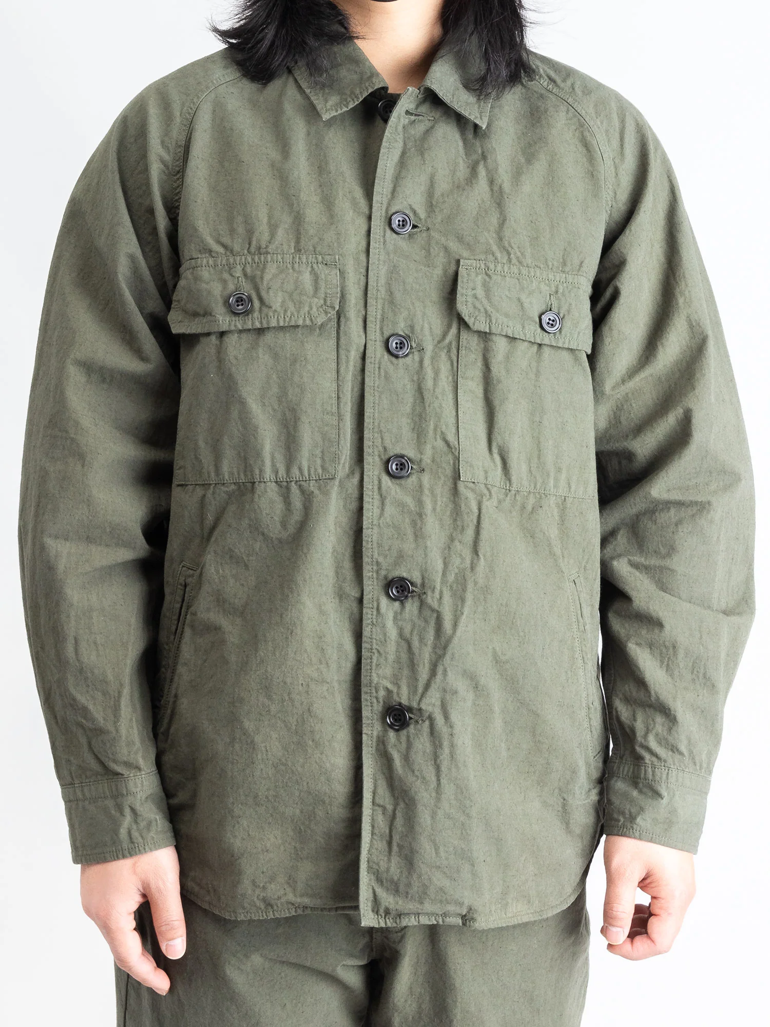 Hemp Shirt Jacket in Khaki - Image 2