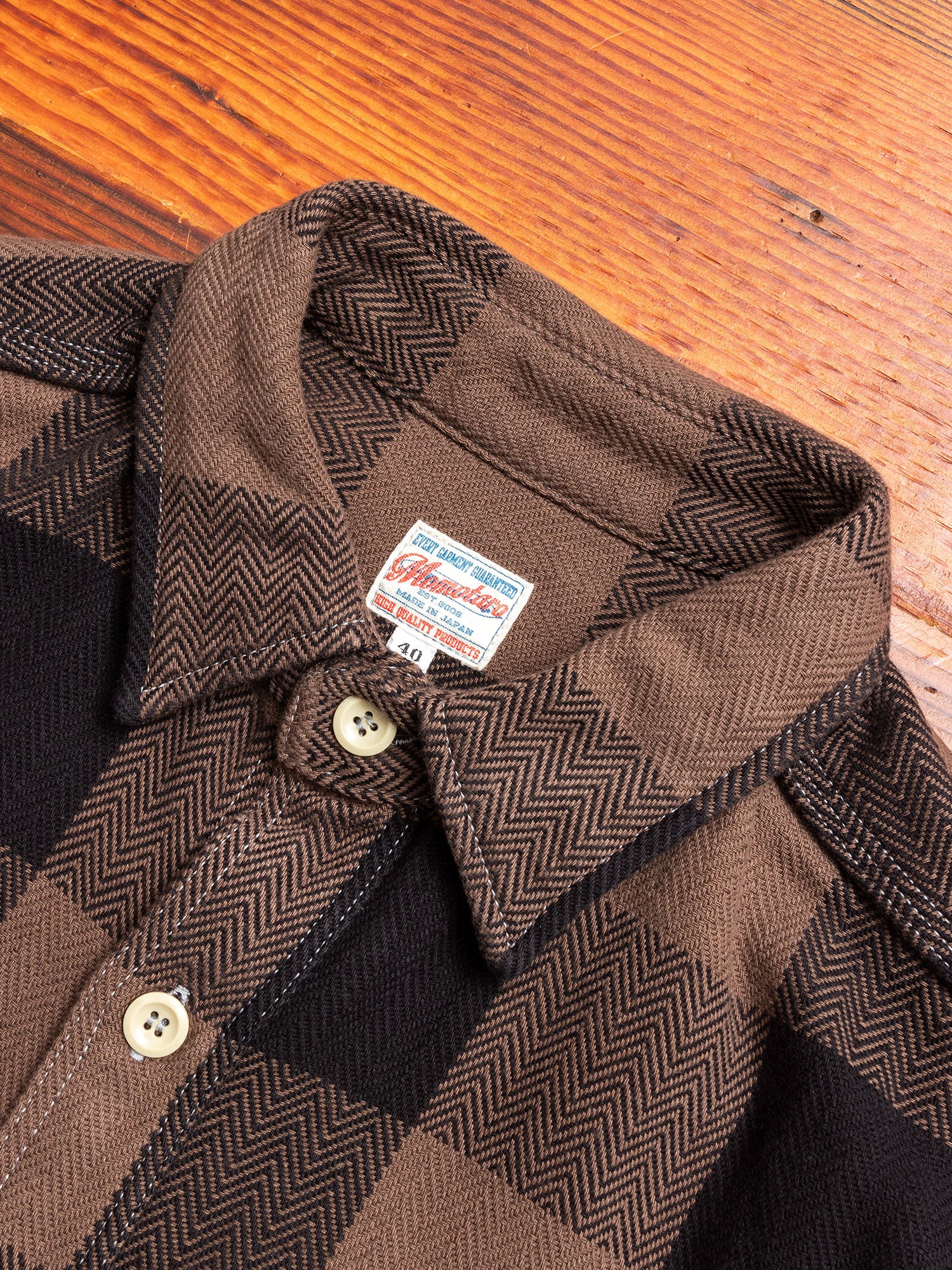 Herringbone Flannel Shirt in Brown - Image 2