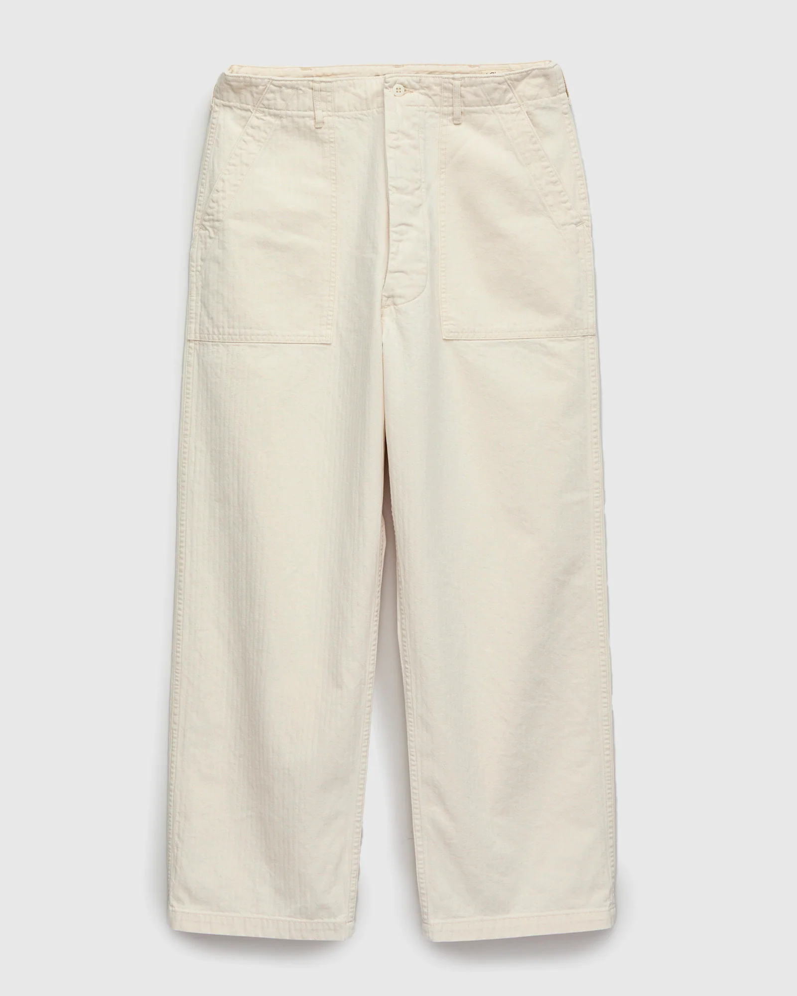 Herringbone Summer Fatigue Pants in Ecru
