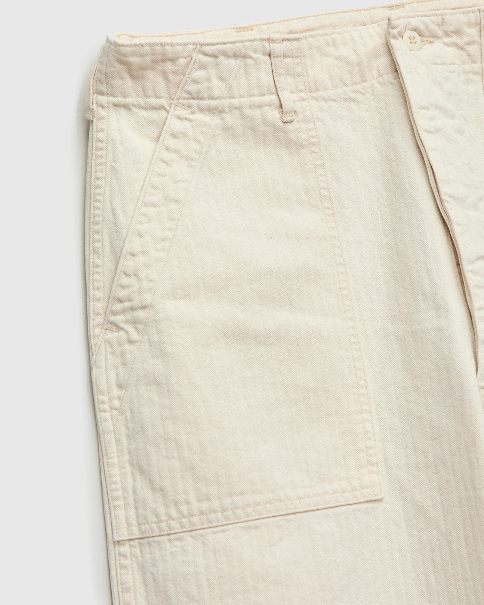 Herringbone Summer Fatigue Pants in Ecru - Image 4
