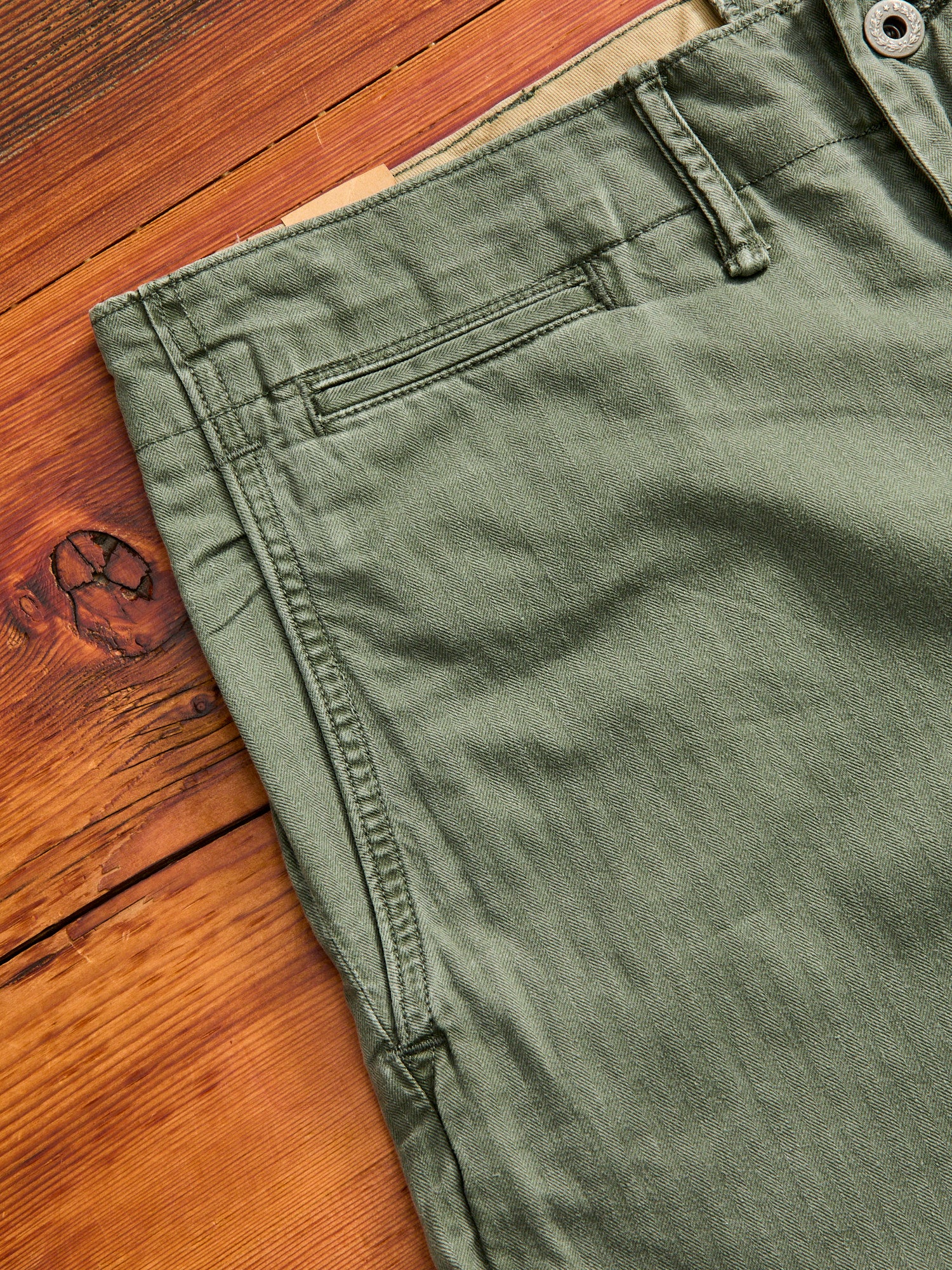 Herringbone Twill Field Pants in Washed Olive - Image 4